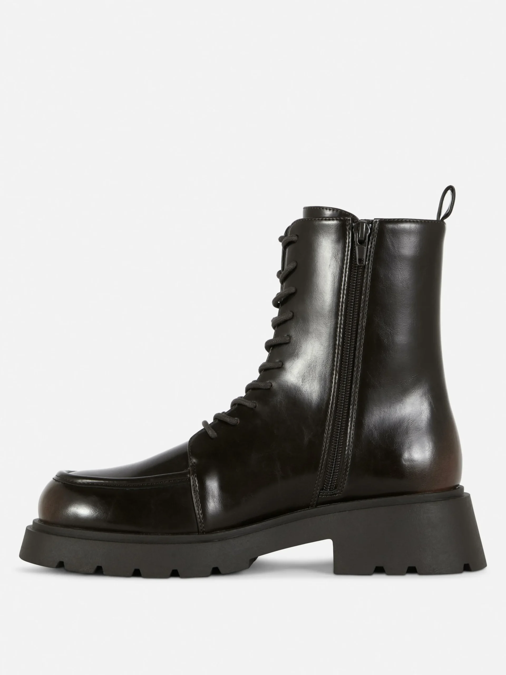 Apron Toe Laced Ankle Boots