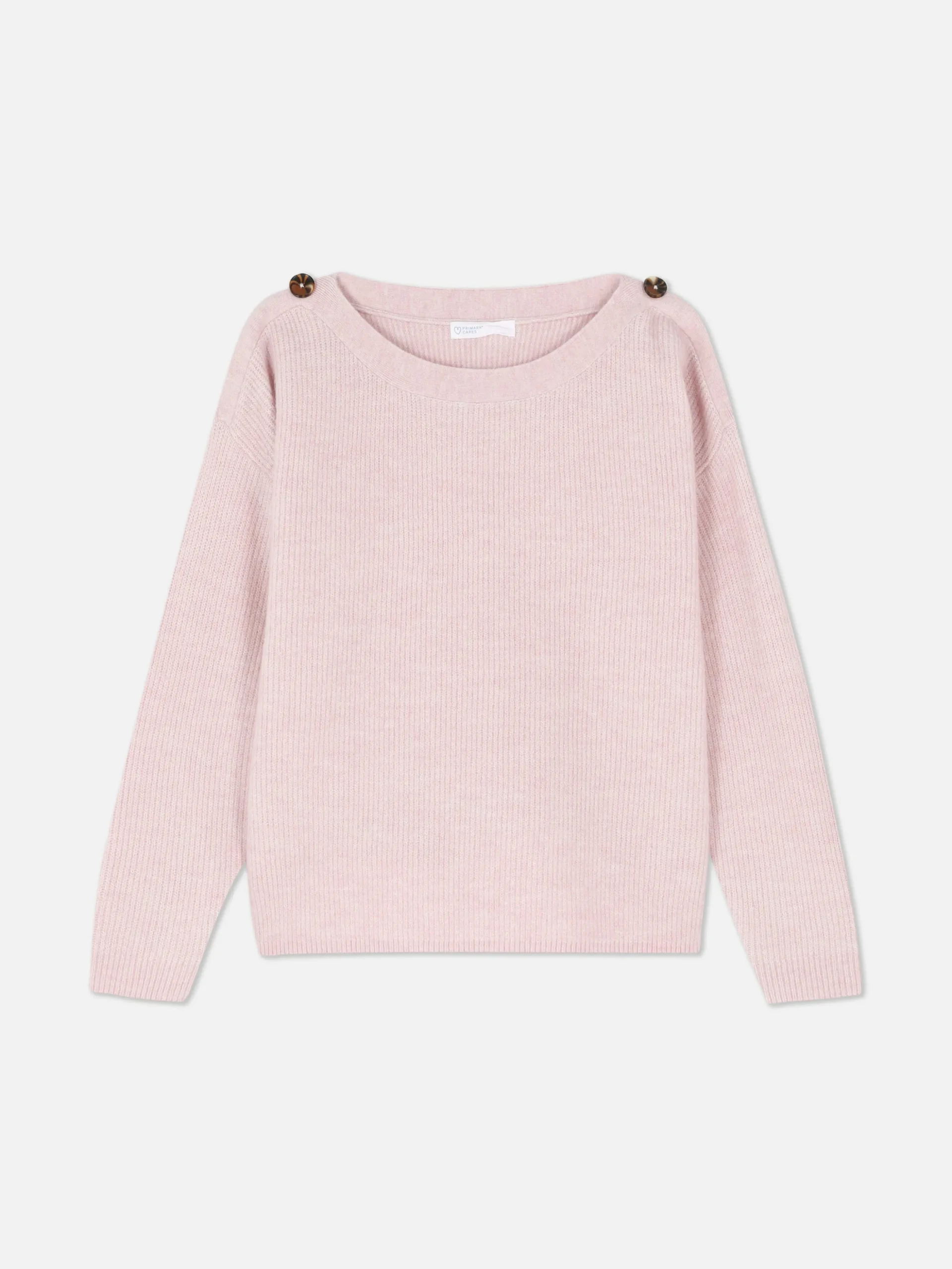 Button Shoulder Boatneck Sweater