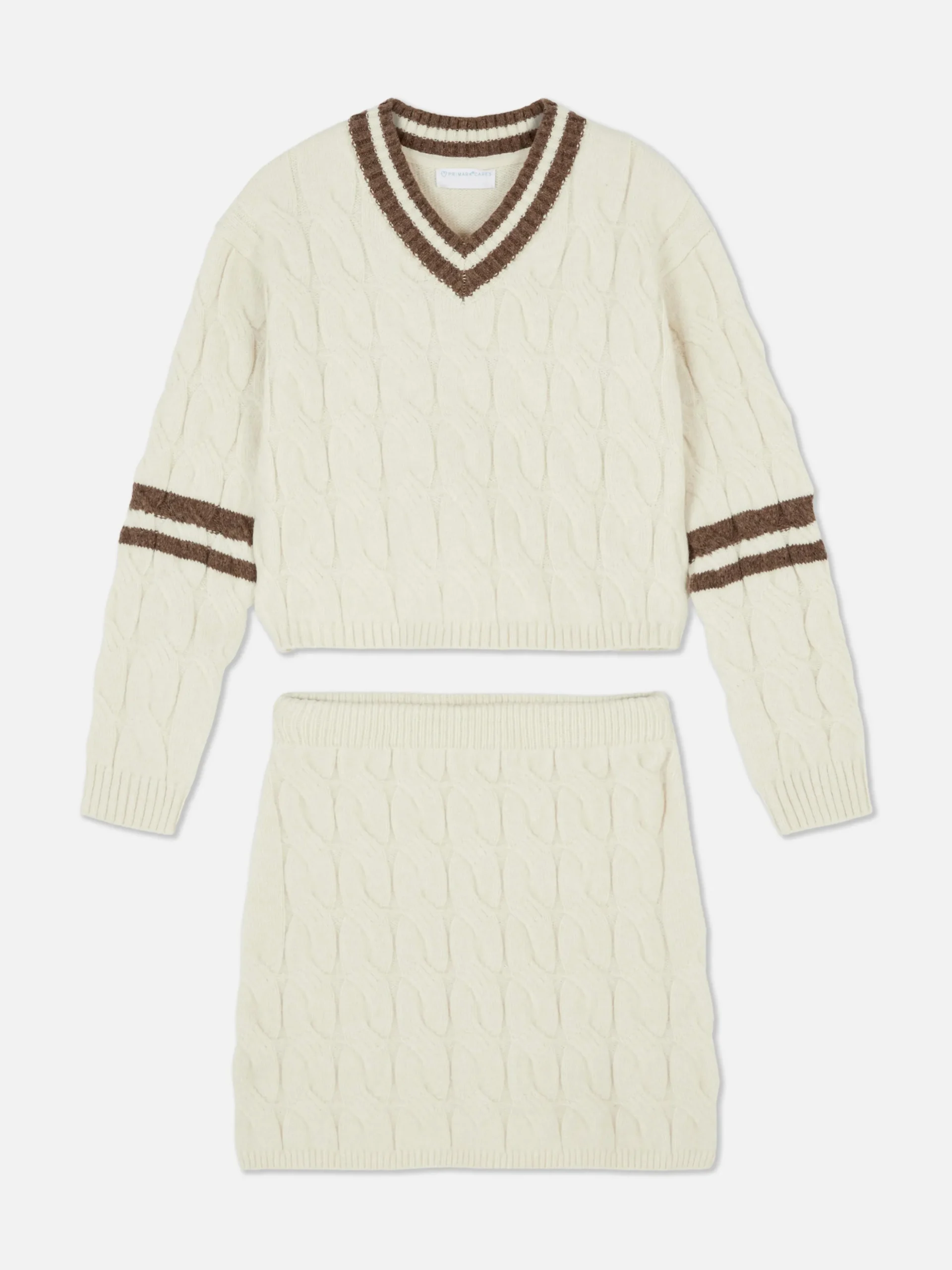 Cable Knit Sweater And Skirt Set