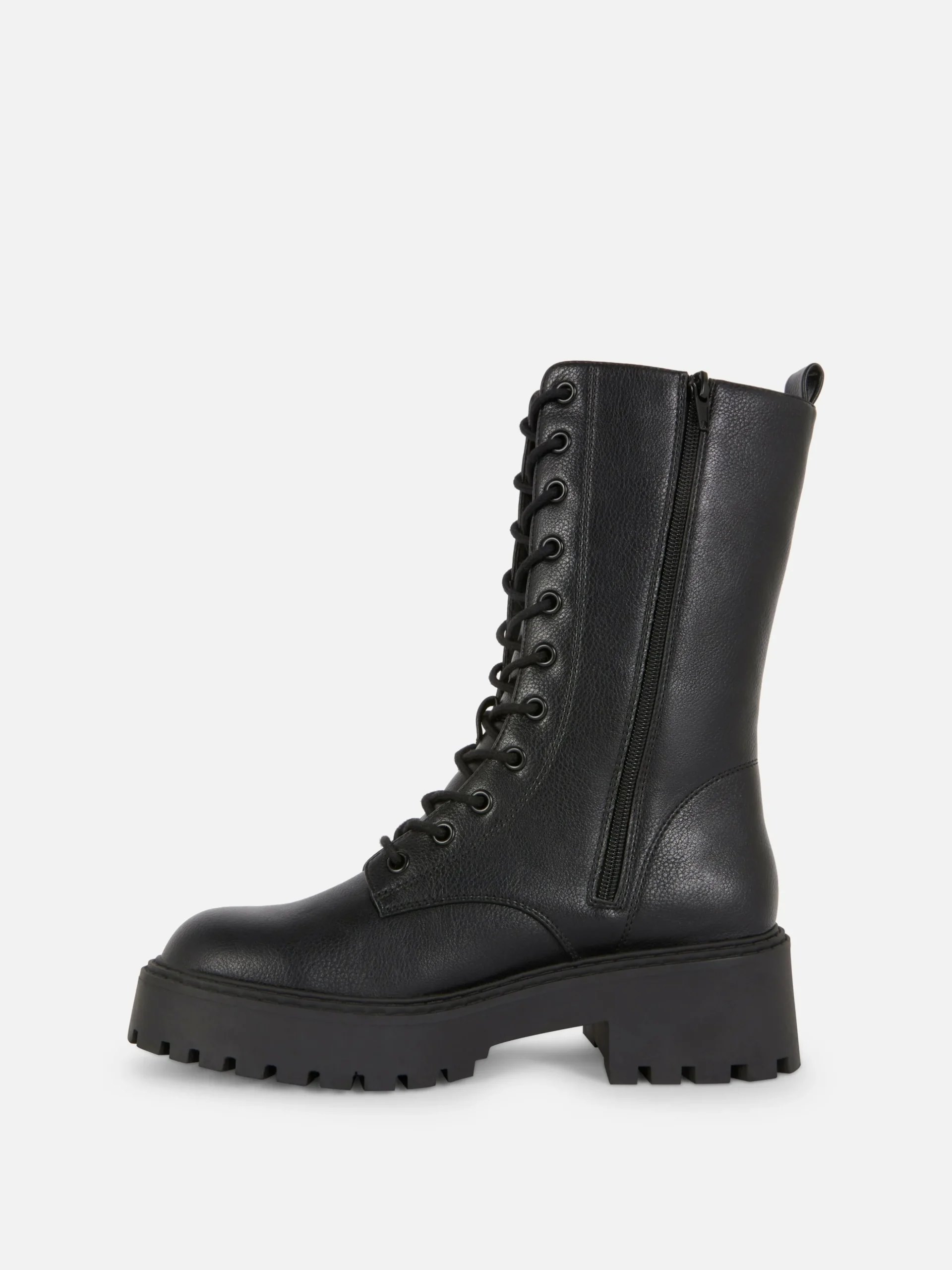 Chunky Lace-Up Biker Boots