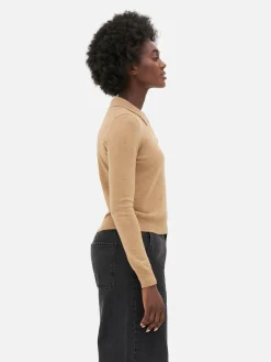 Collared Long Sleeve Knit Top