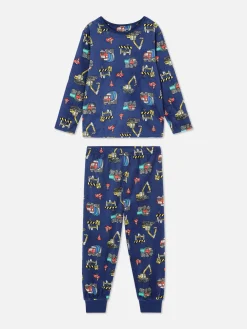 Construction Velour Long Pajamas