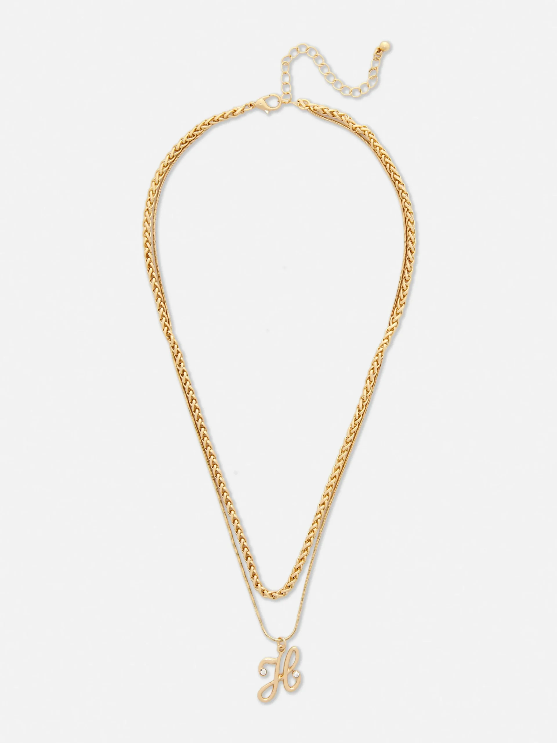 Dual Chain Initial Pendant Necklace
