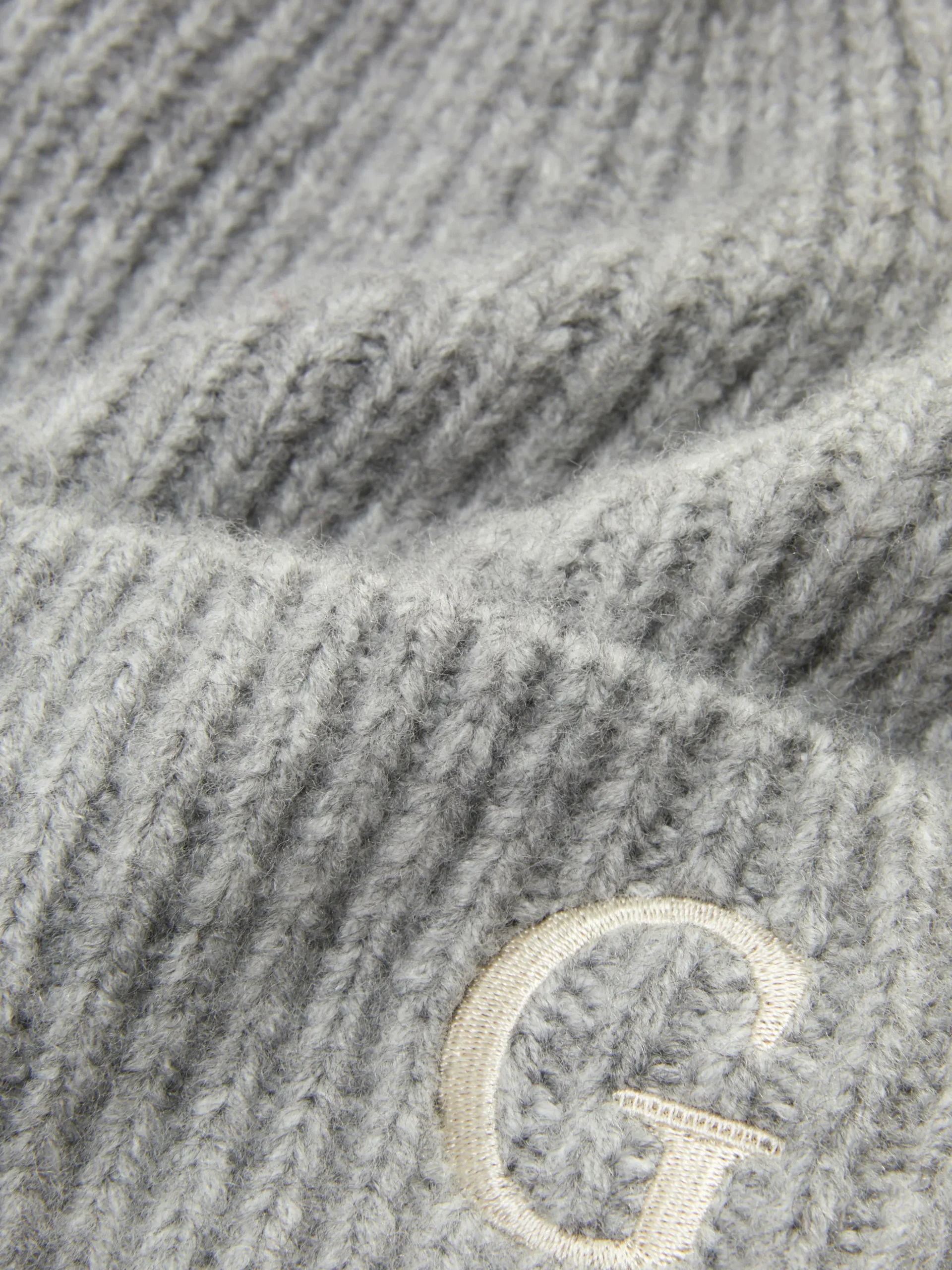 Embroidered Initial Pompom Beanie