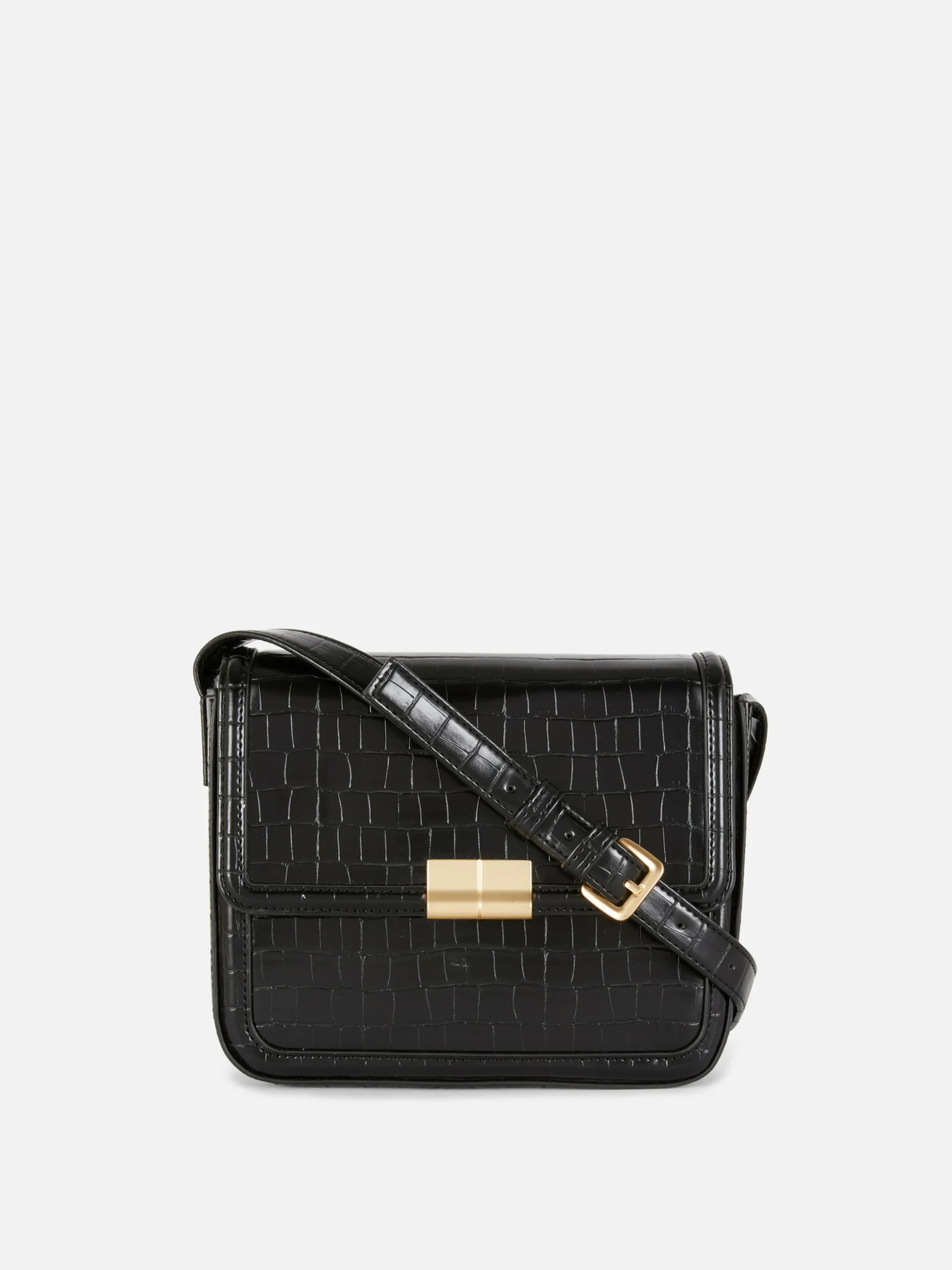 Faux Croc Crossbody Bag