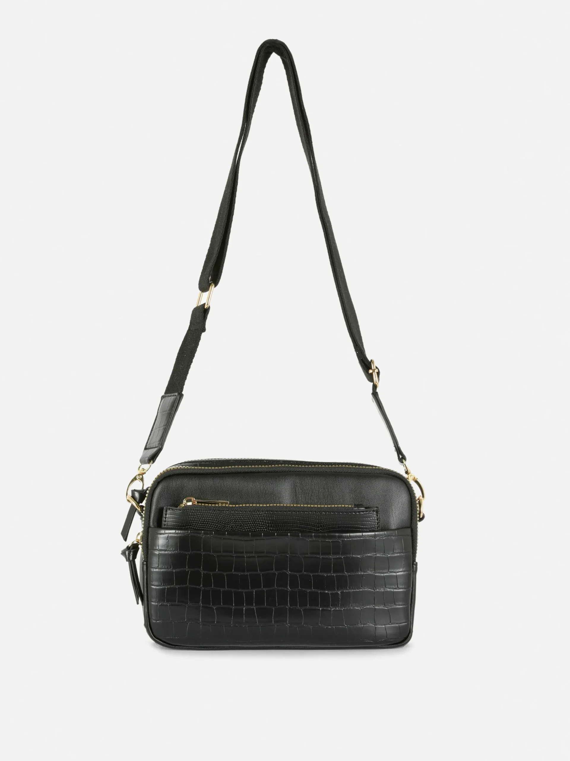 Faux Croc Double Zip Camera Bag