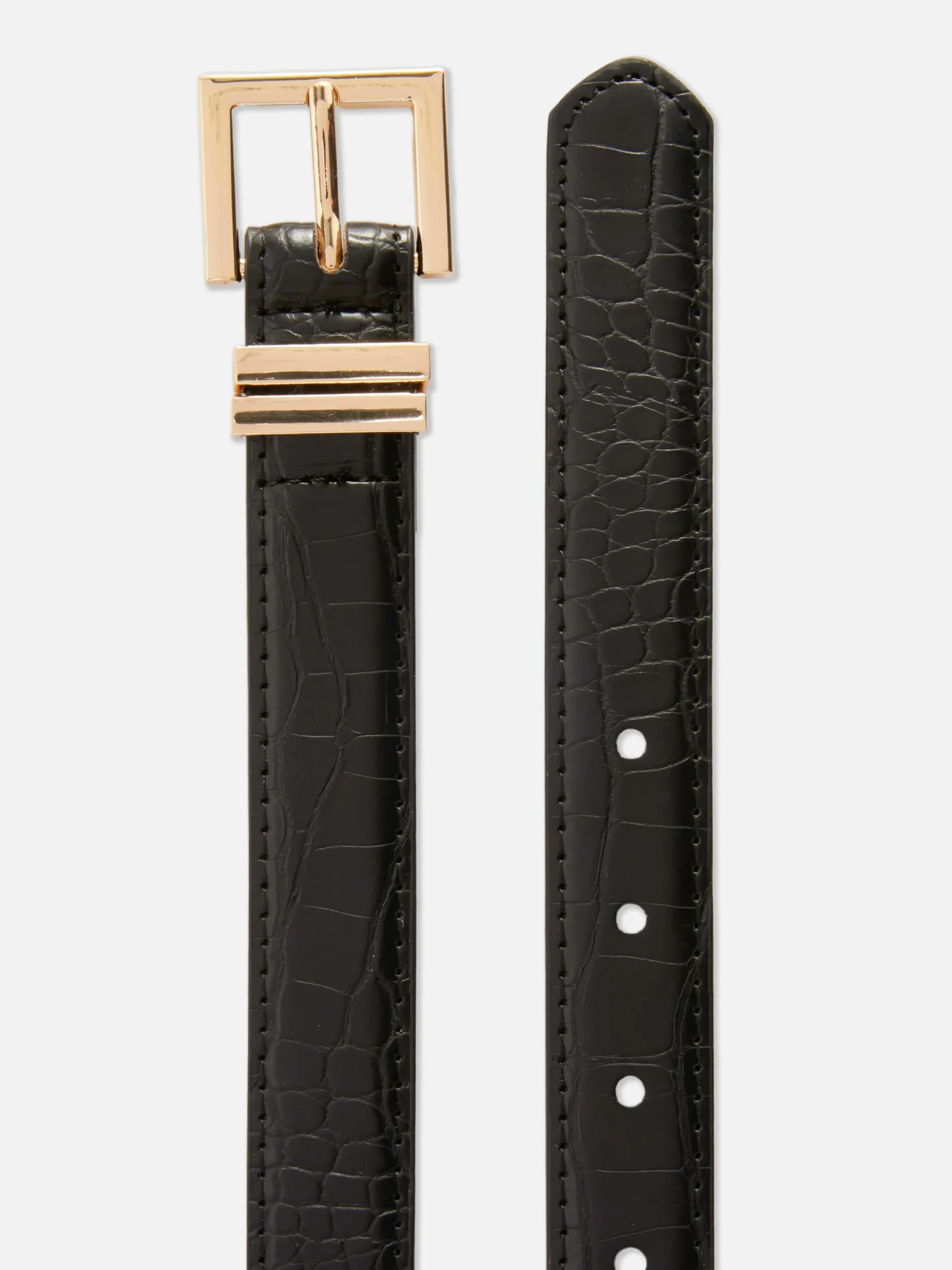 Faux Croc Square Buckle Belt