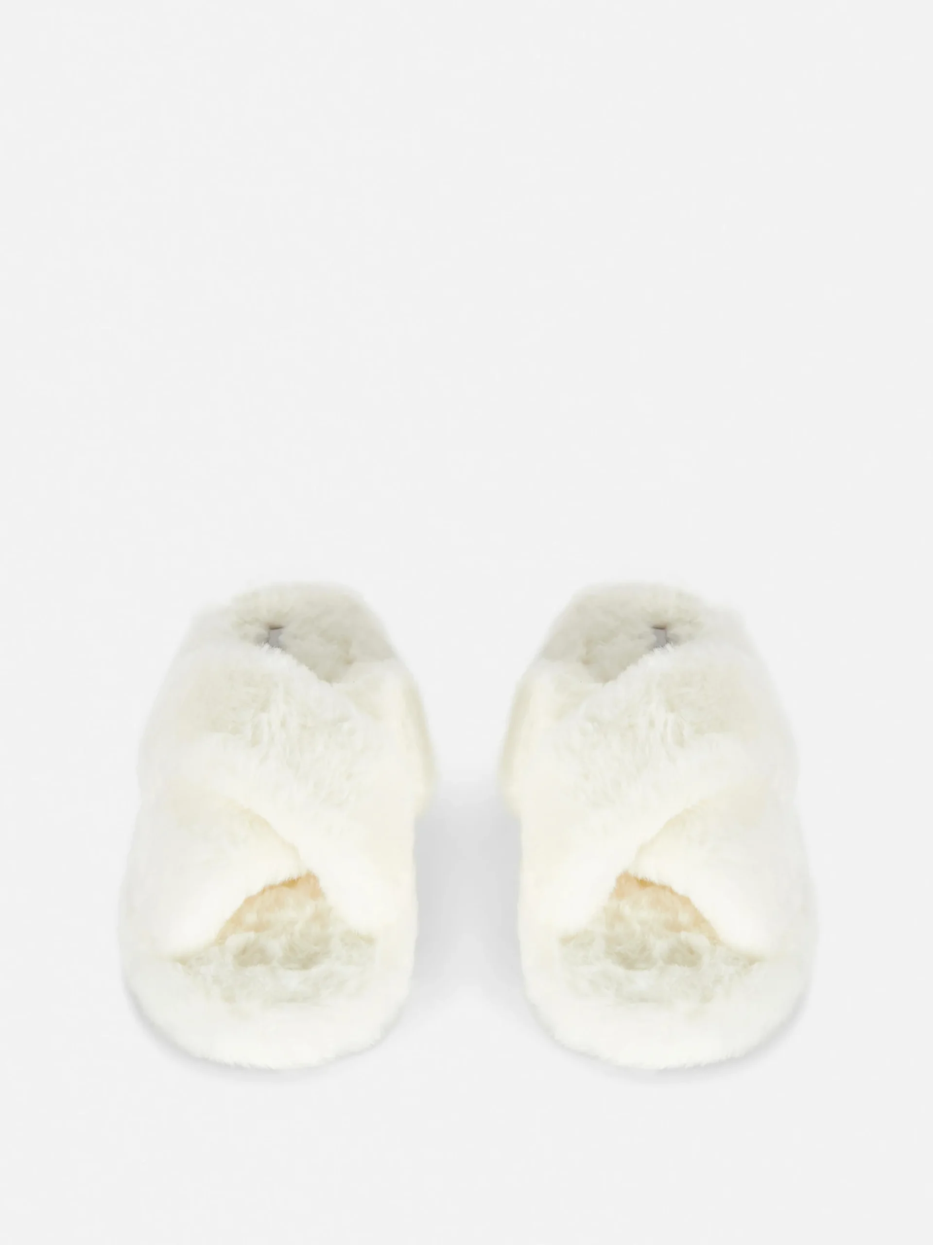 Faux Fur Cross Strap Slippers