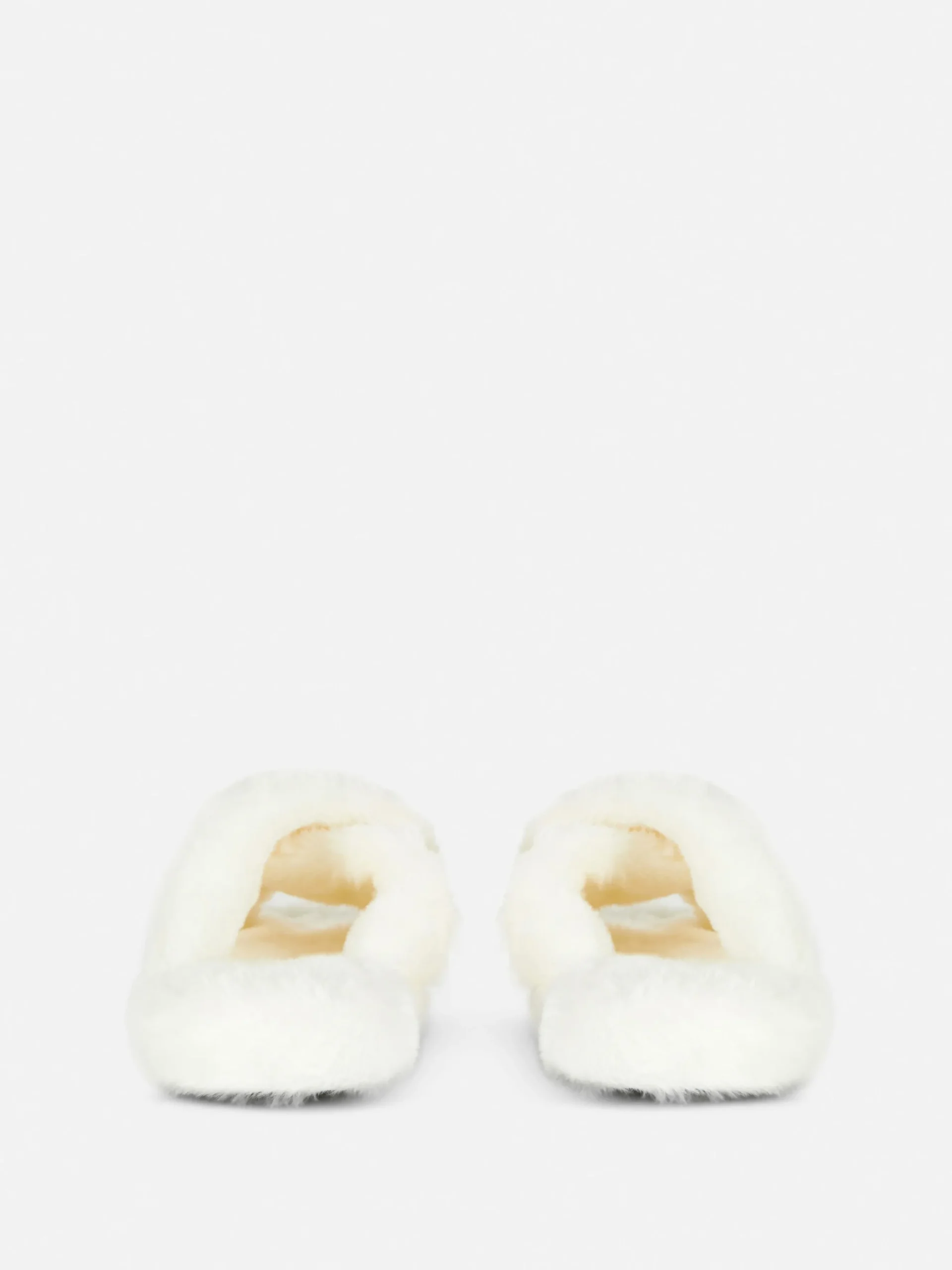 Faux Fur Cross Strap Slippers