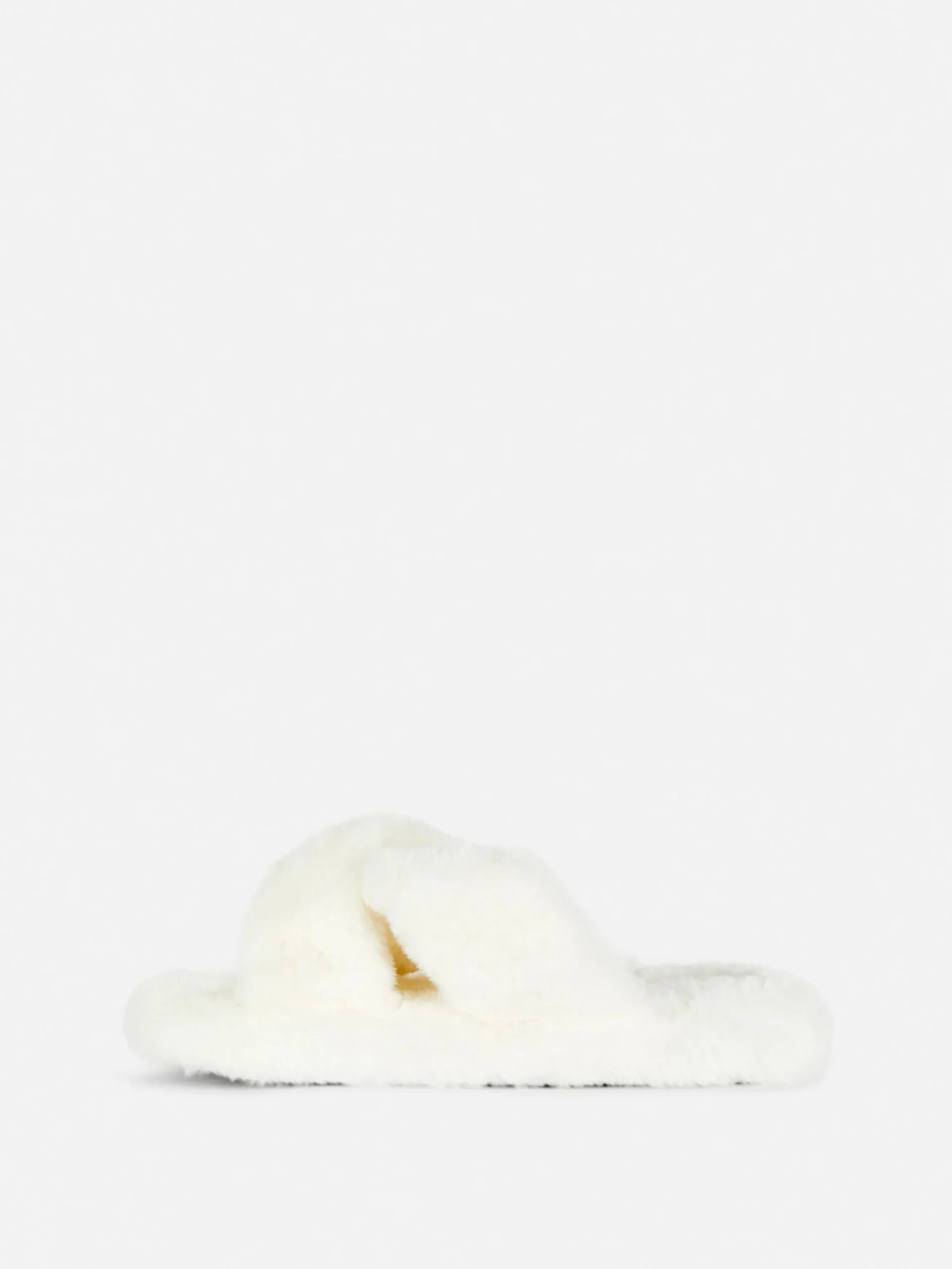 Faux Fur Cross Strap Slippers