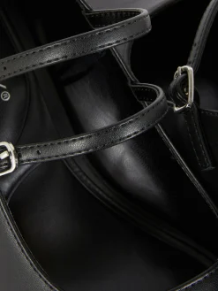 Faux Leather Heeled Mary Janes