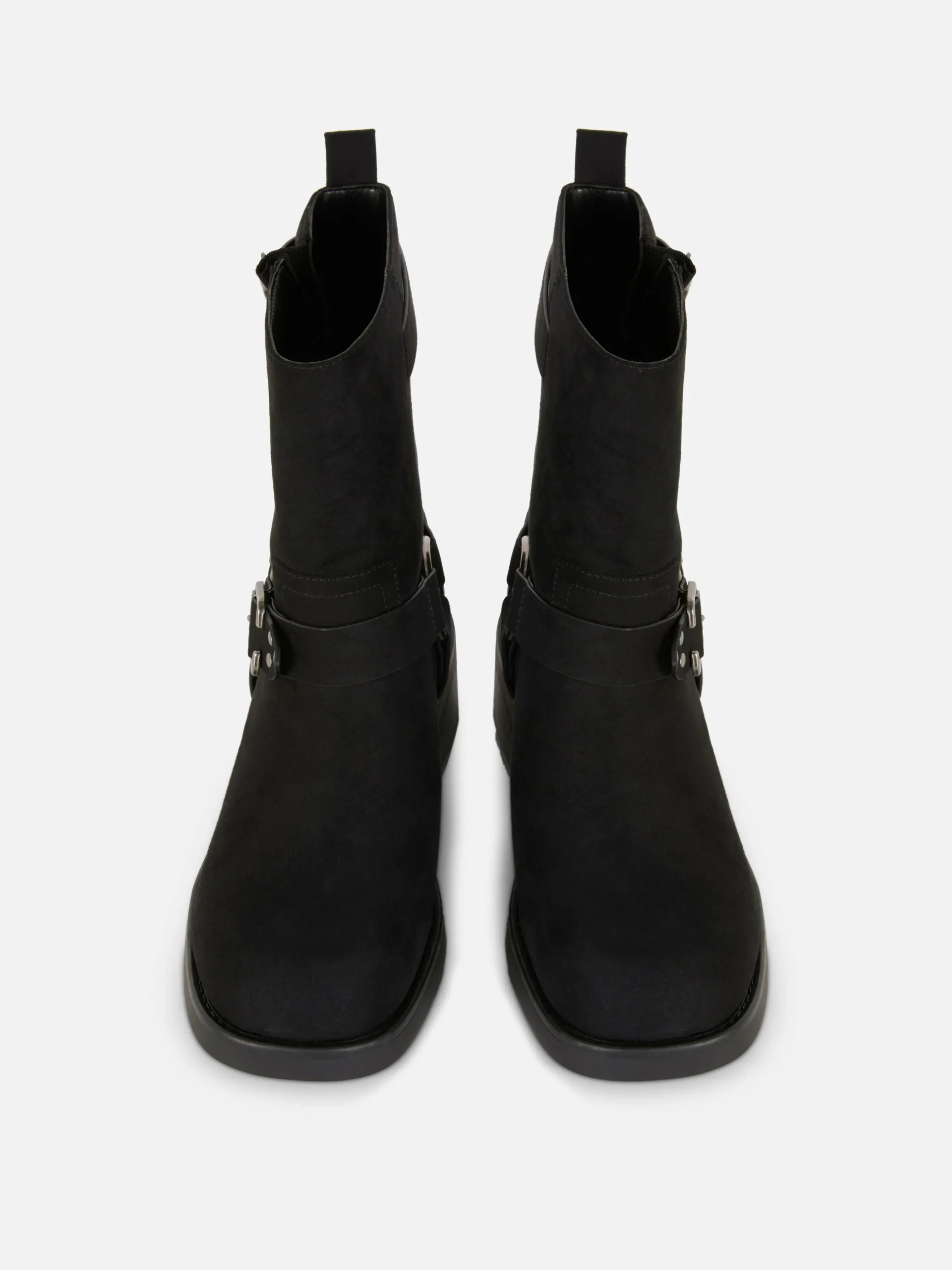 Faux Suede Biker Boots