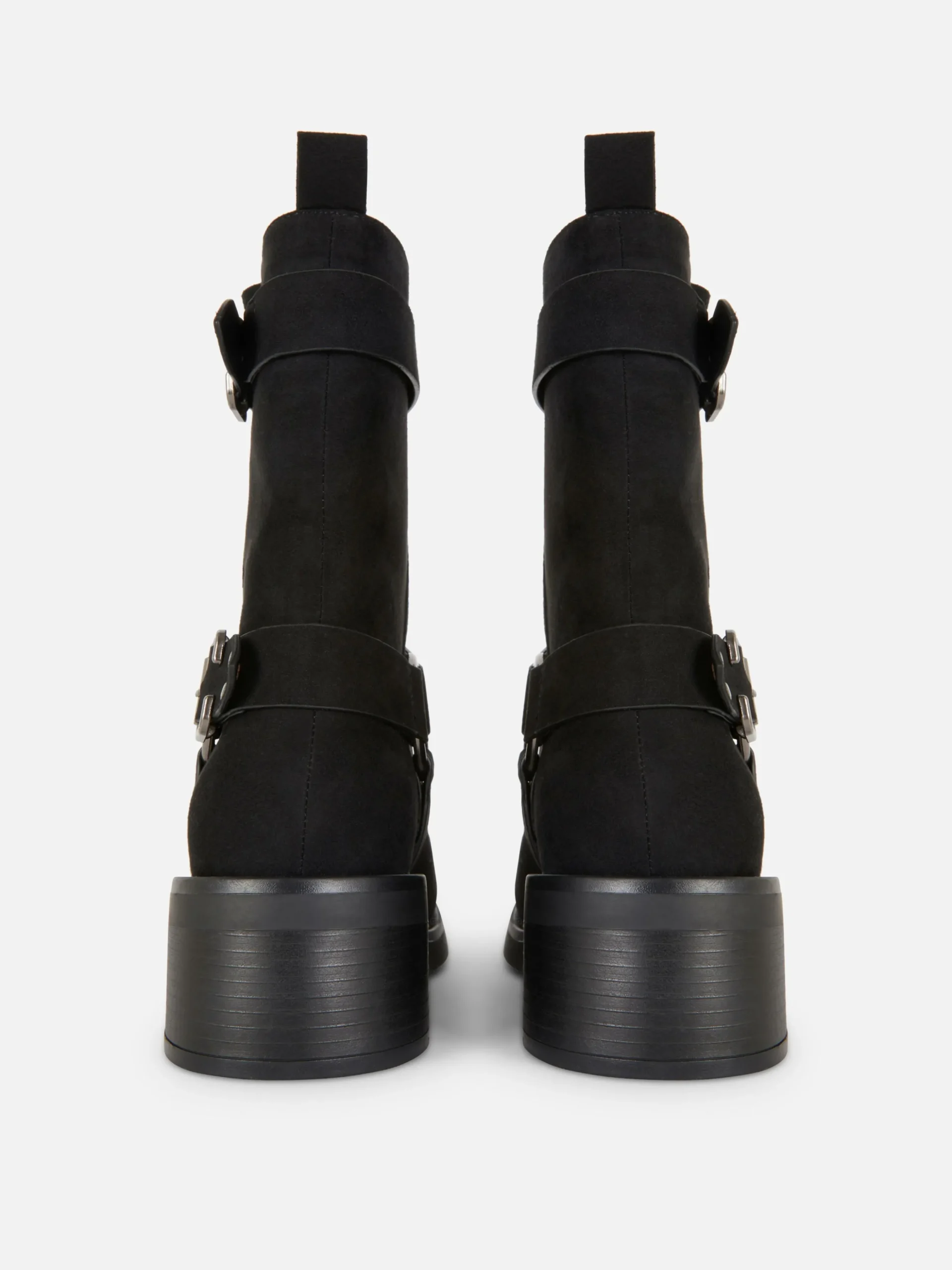 Faux Suede Biker Boots