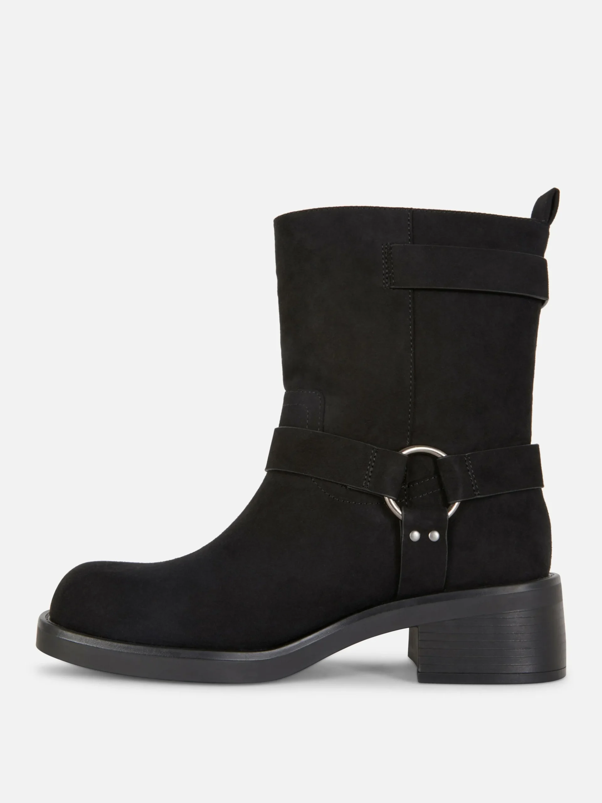 Faux Suede Biker Boots