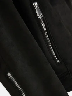Faux Suede Biker Jacket