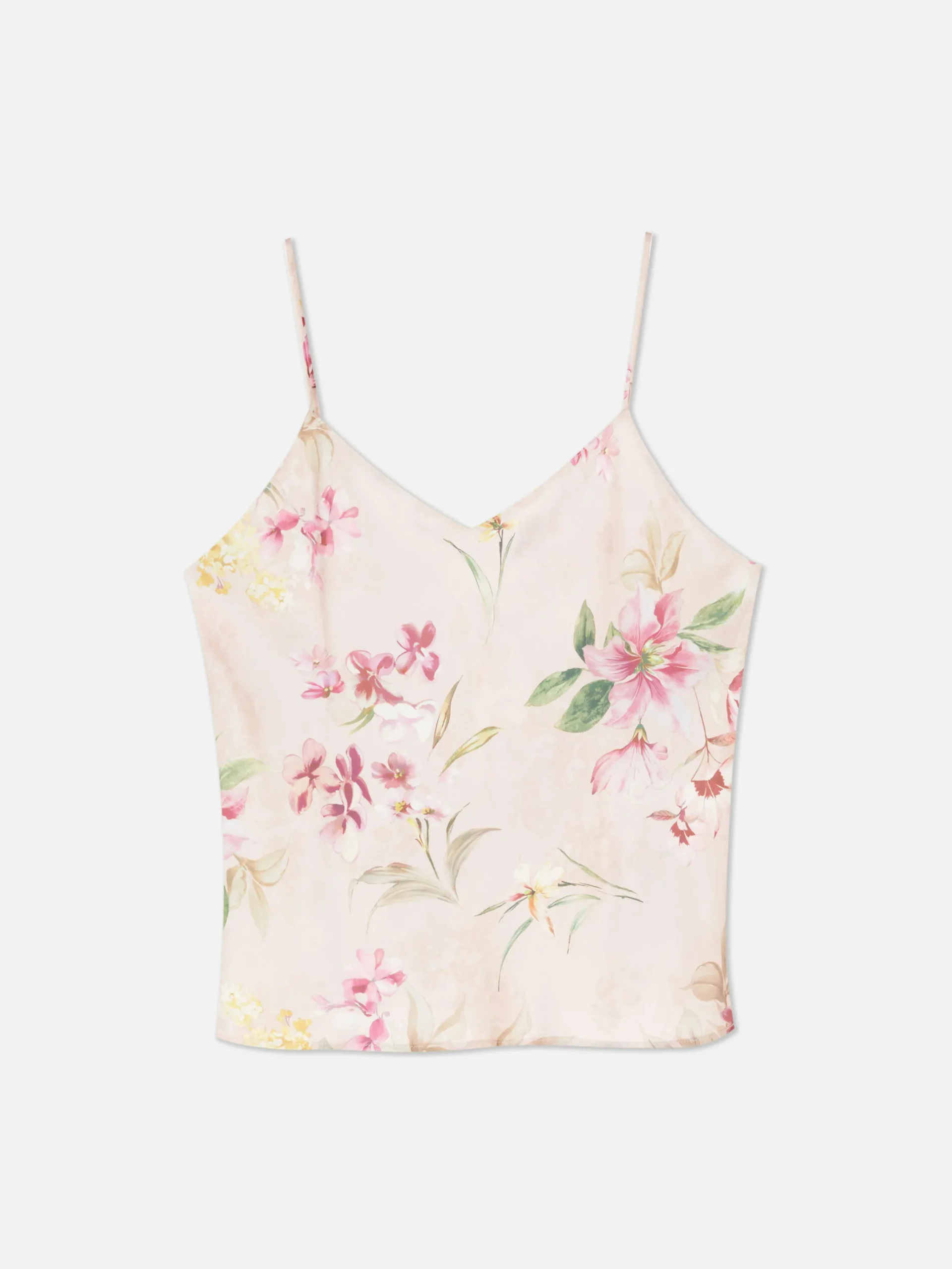 Floral Satin Cropped Cami Pajama Top