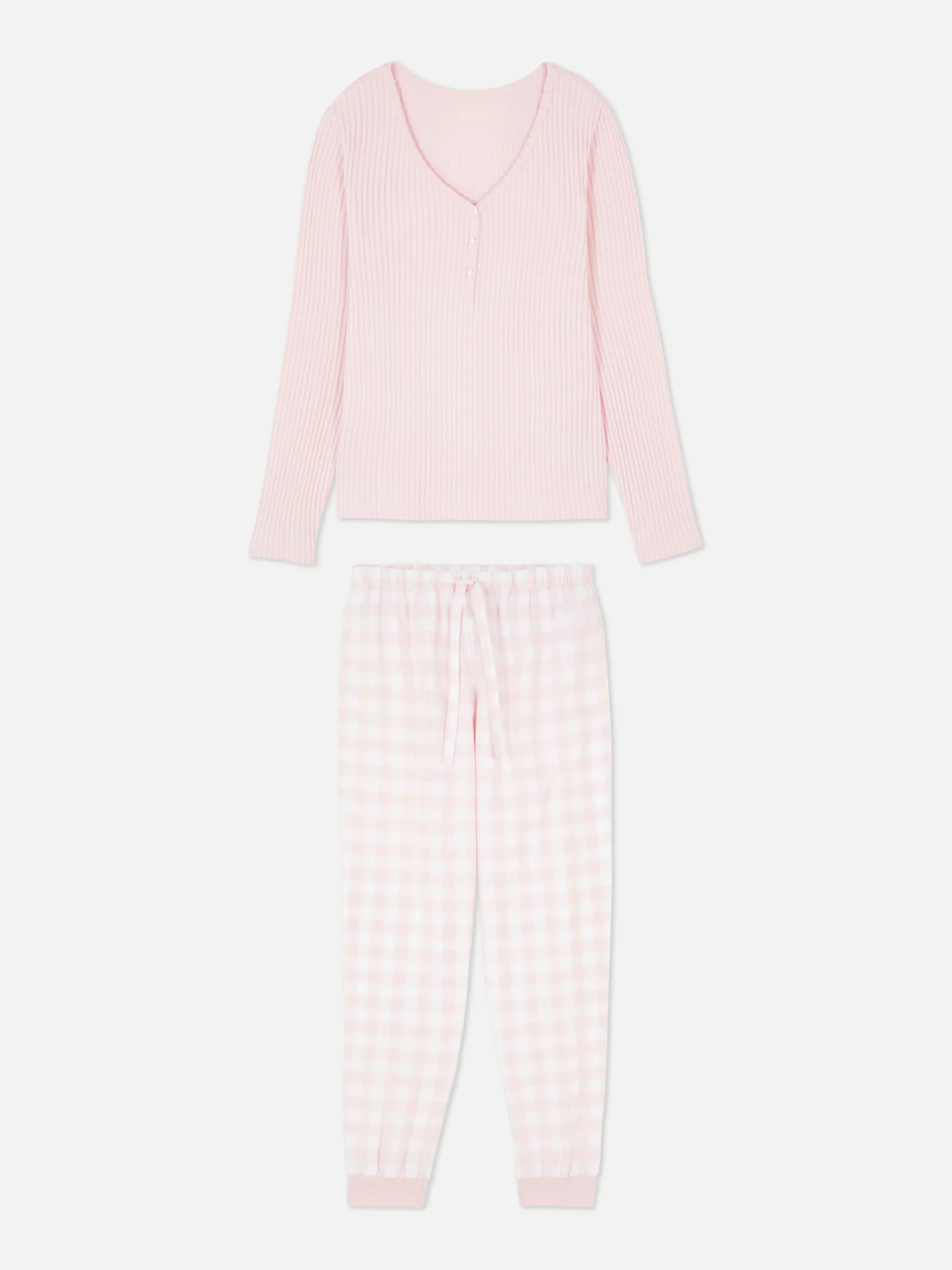 Henley Top And Printed Pants Pajamas
