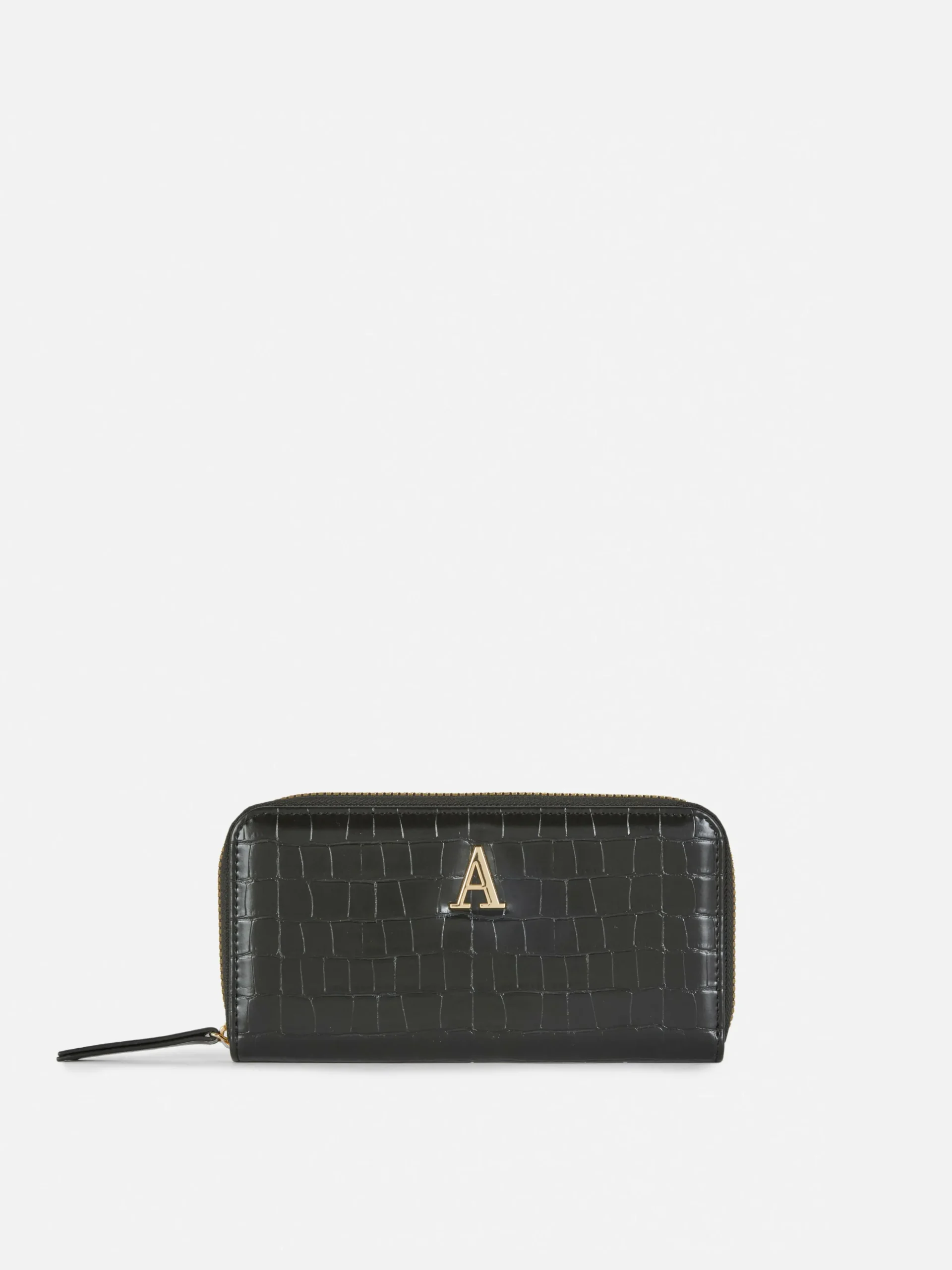 Initial Mock Croc Zip-Around Purse