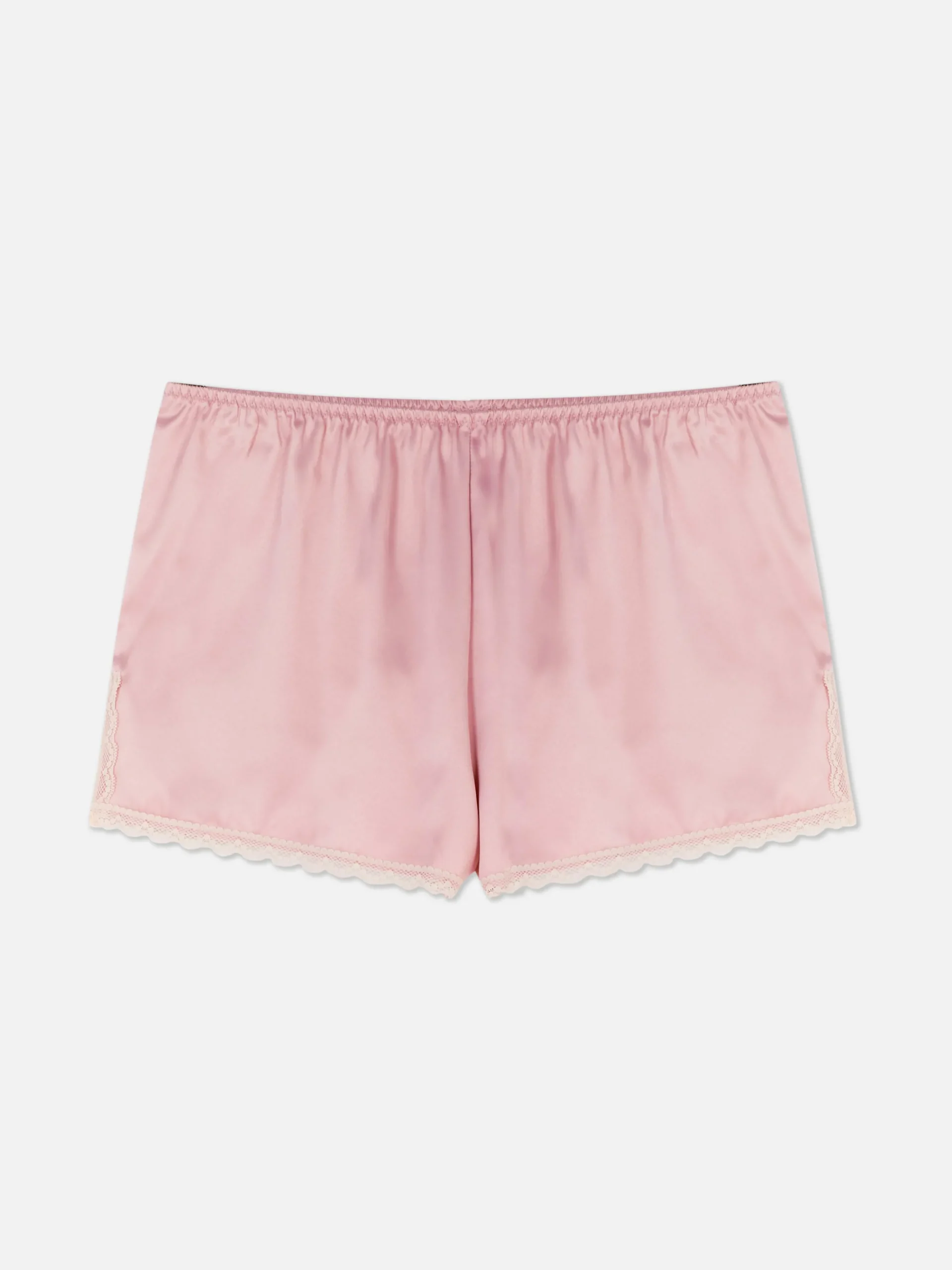 Lace Trim Satin Pajama Shorts