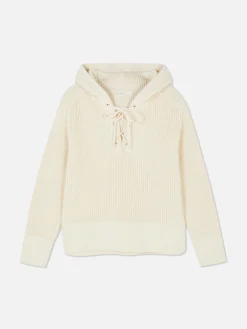 Laced Front Hooded Sweater