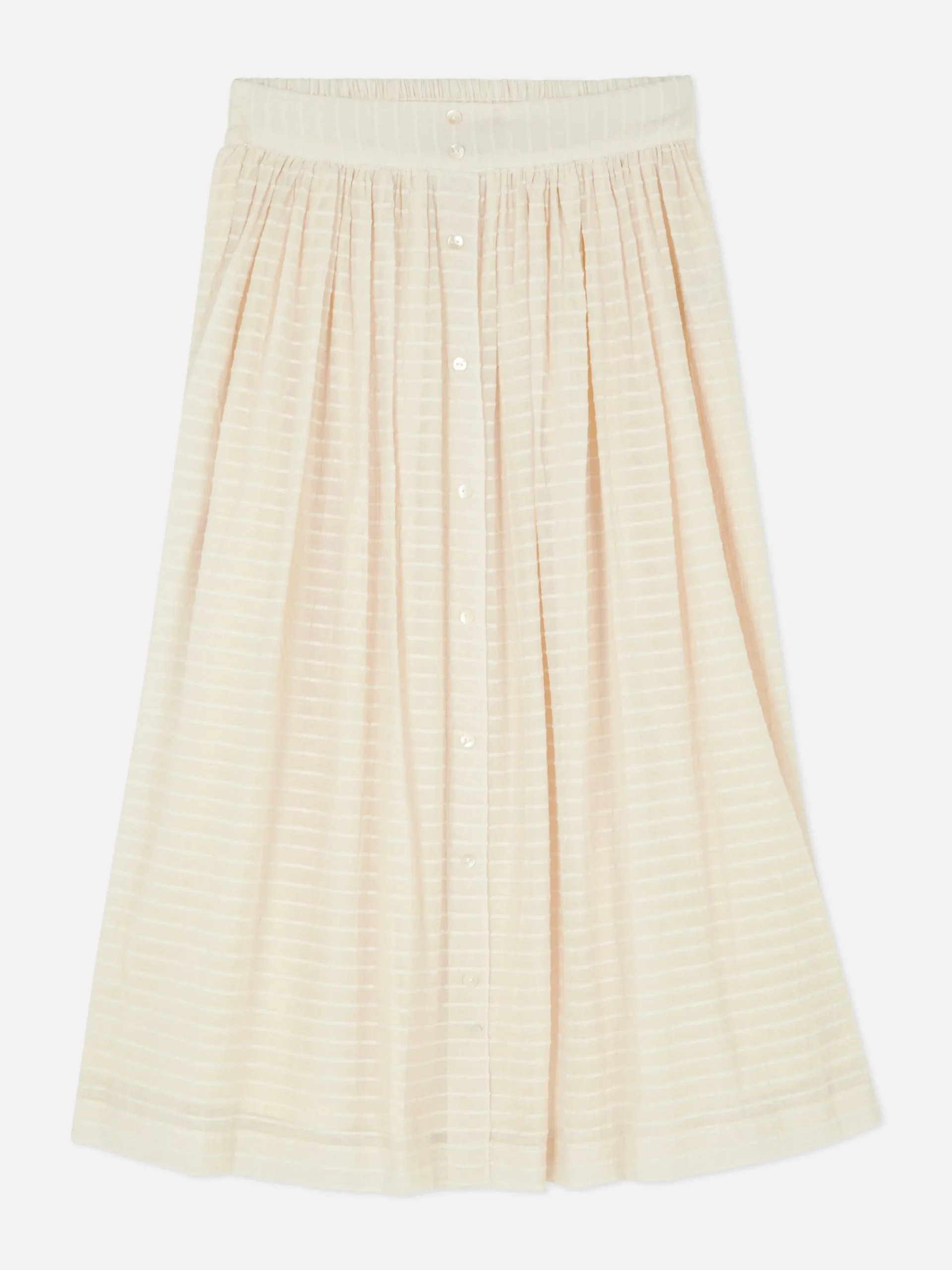 Ladder Stripe Buttoned Midi Skirt