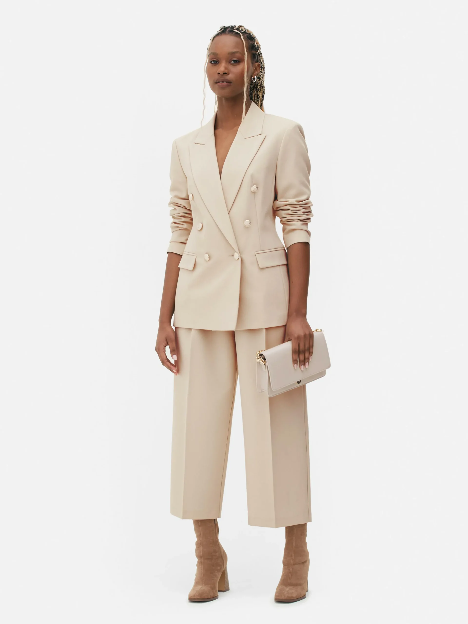 Metallic Button Double Breasted Blazer