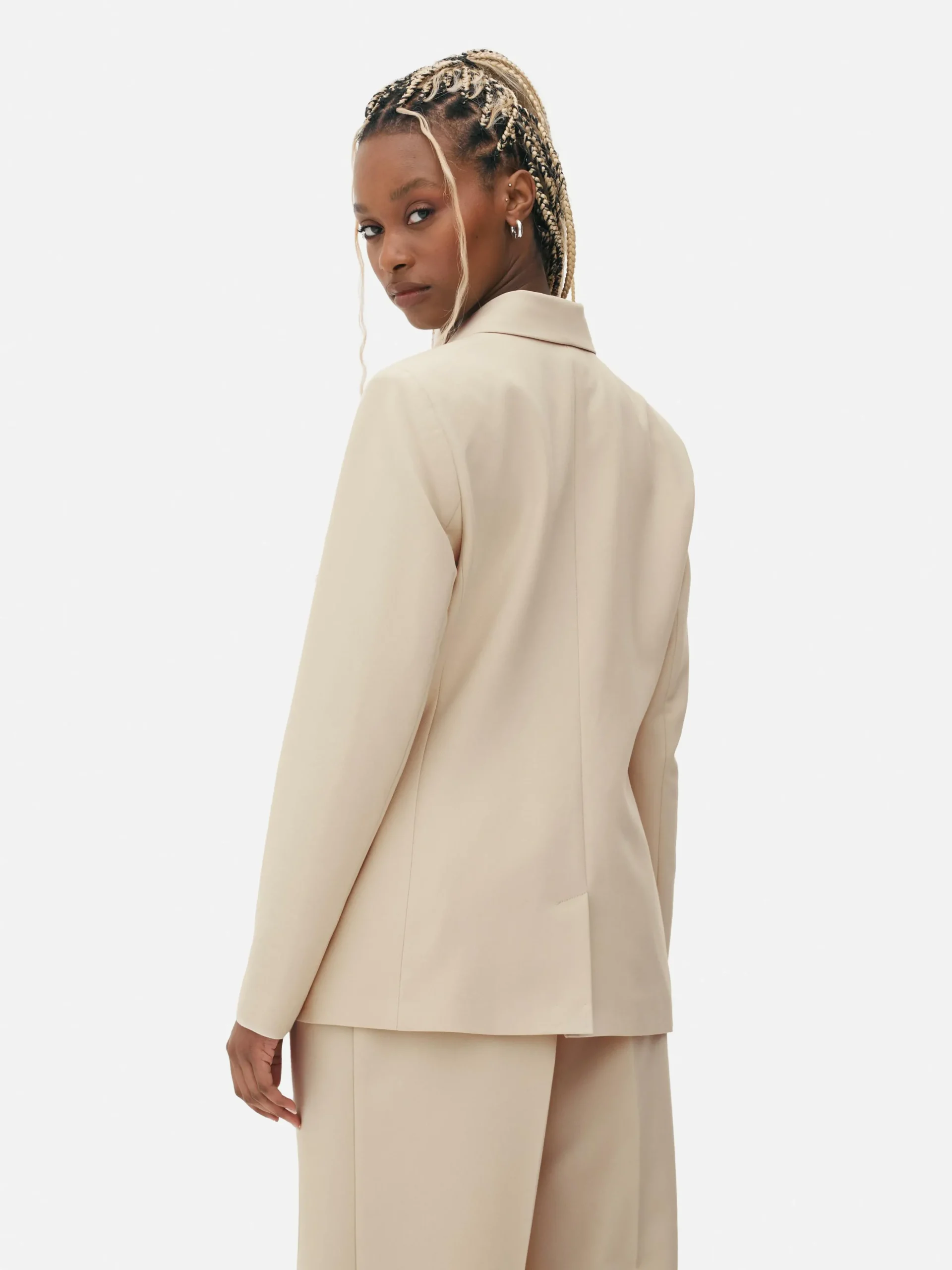 Metallic Button Double Breasted Blazer