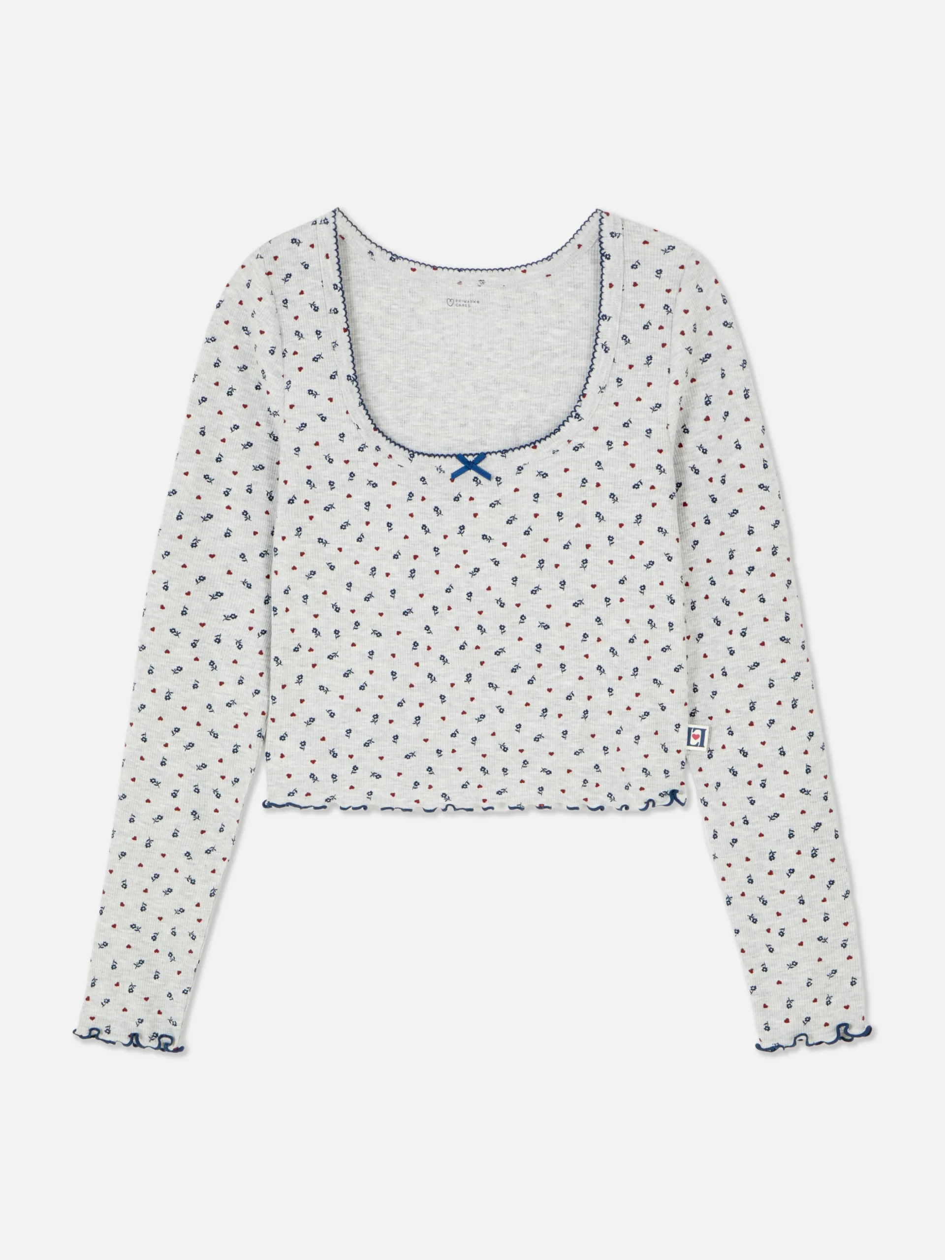 Mini Floral Ribbed Pajama Top