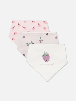 3-Pack Berry Graphic Bandana Bibs