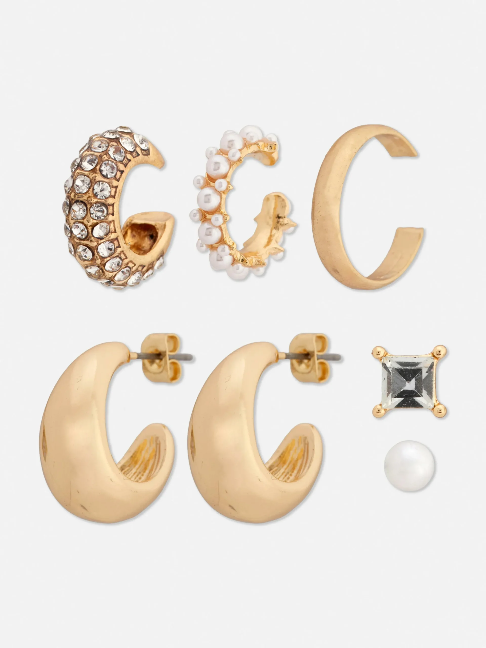 6-Pack Faux Pearl Cuff Earrings