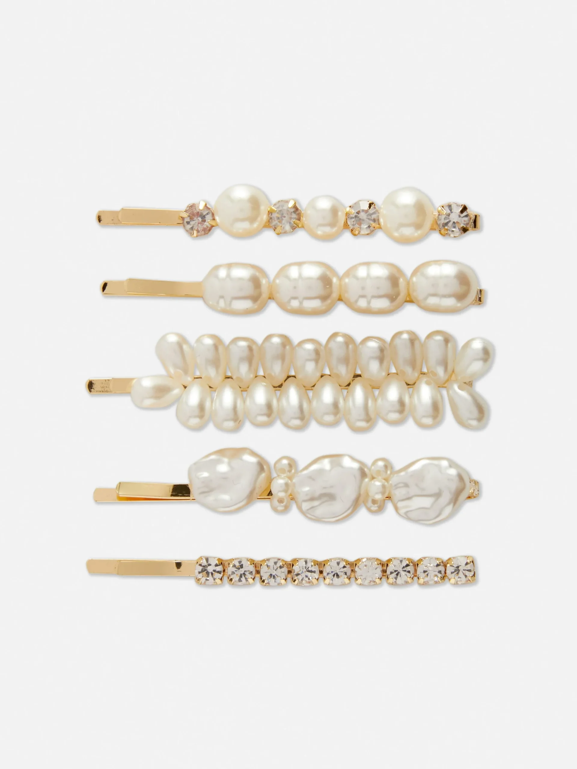 5-Pack Faux Pearl Hair Slides