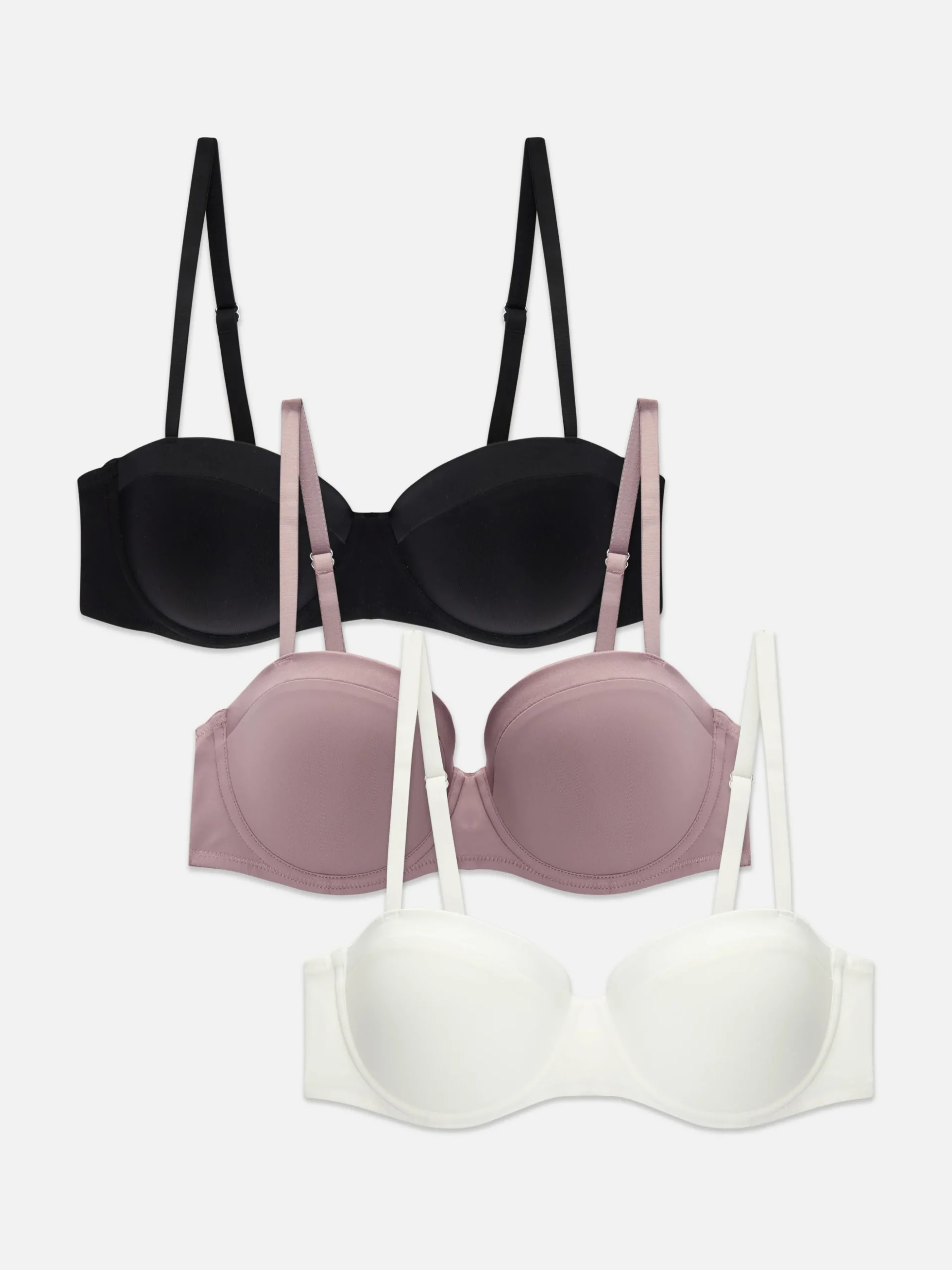 3-Pack Satin Trim Balcony Bras