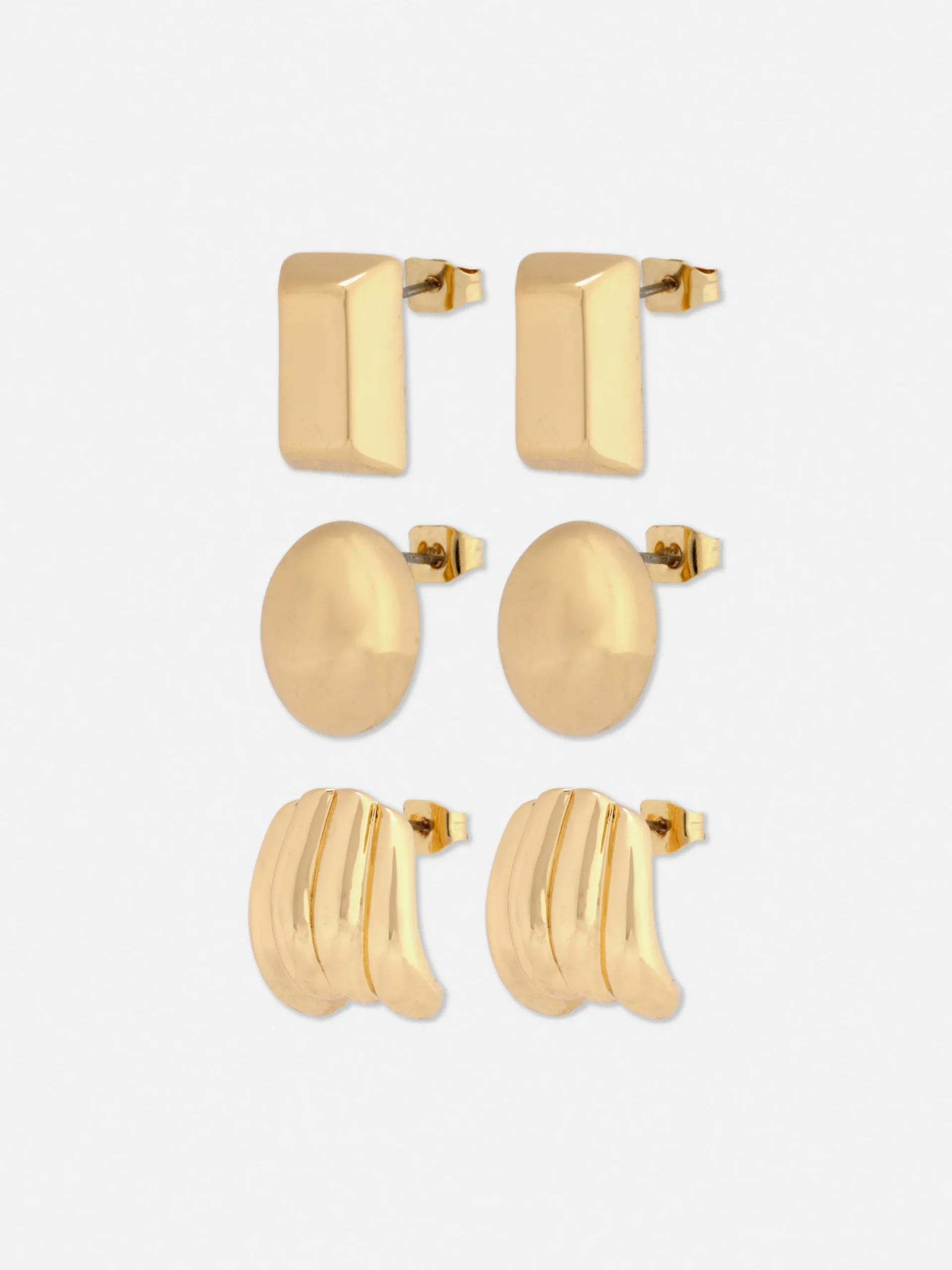 3-Pack Sculptural Stud Earrings