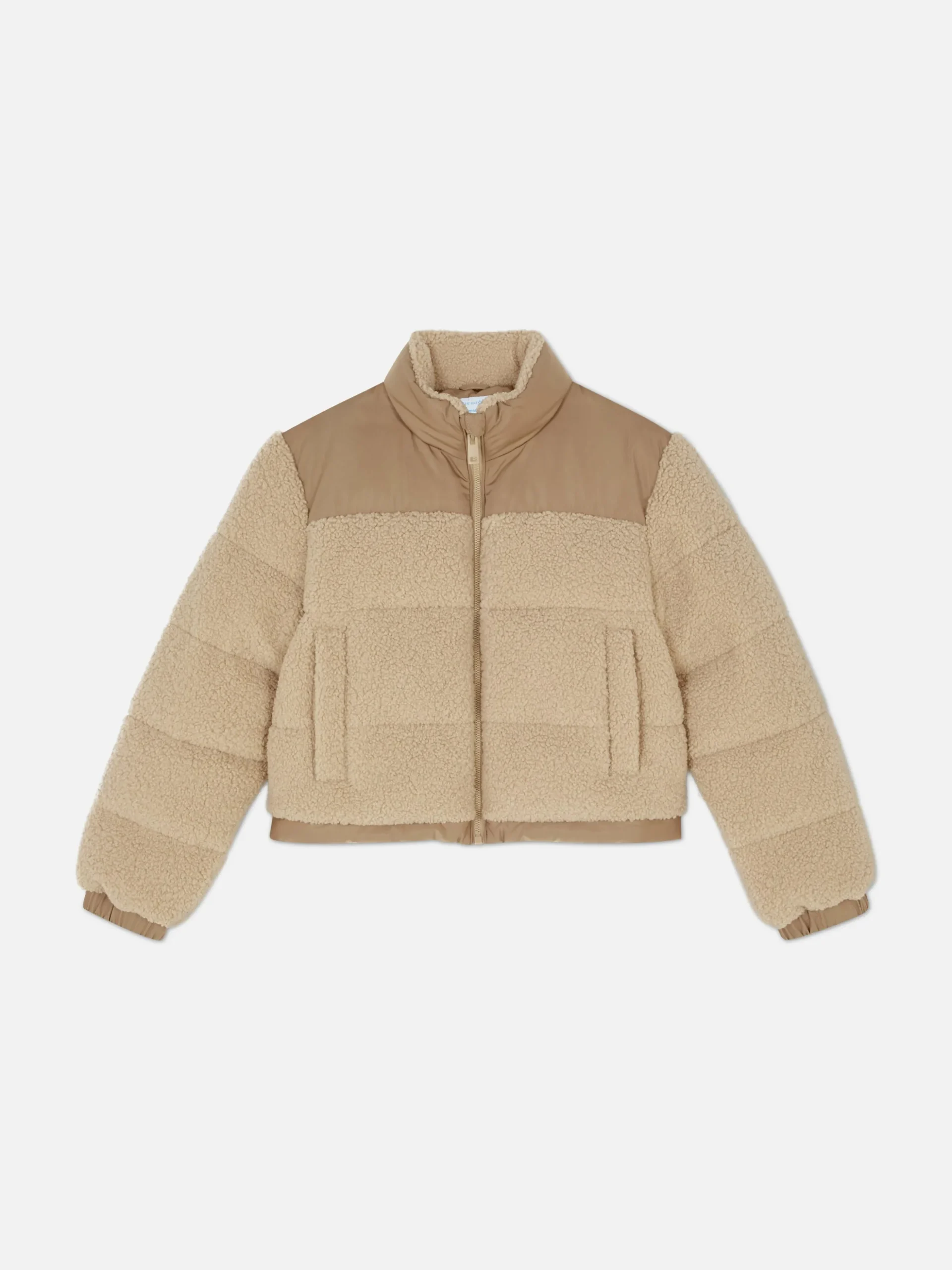 Panelled Borg Puffer Jacket