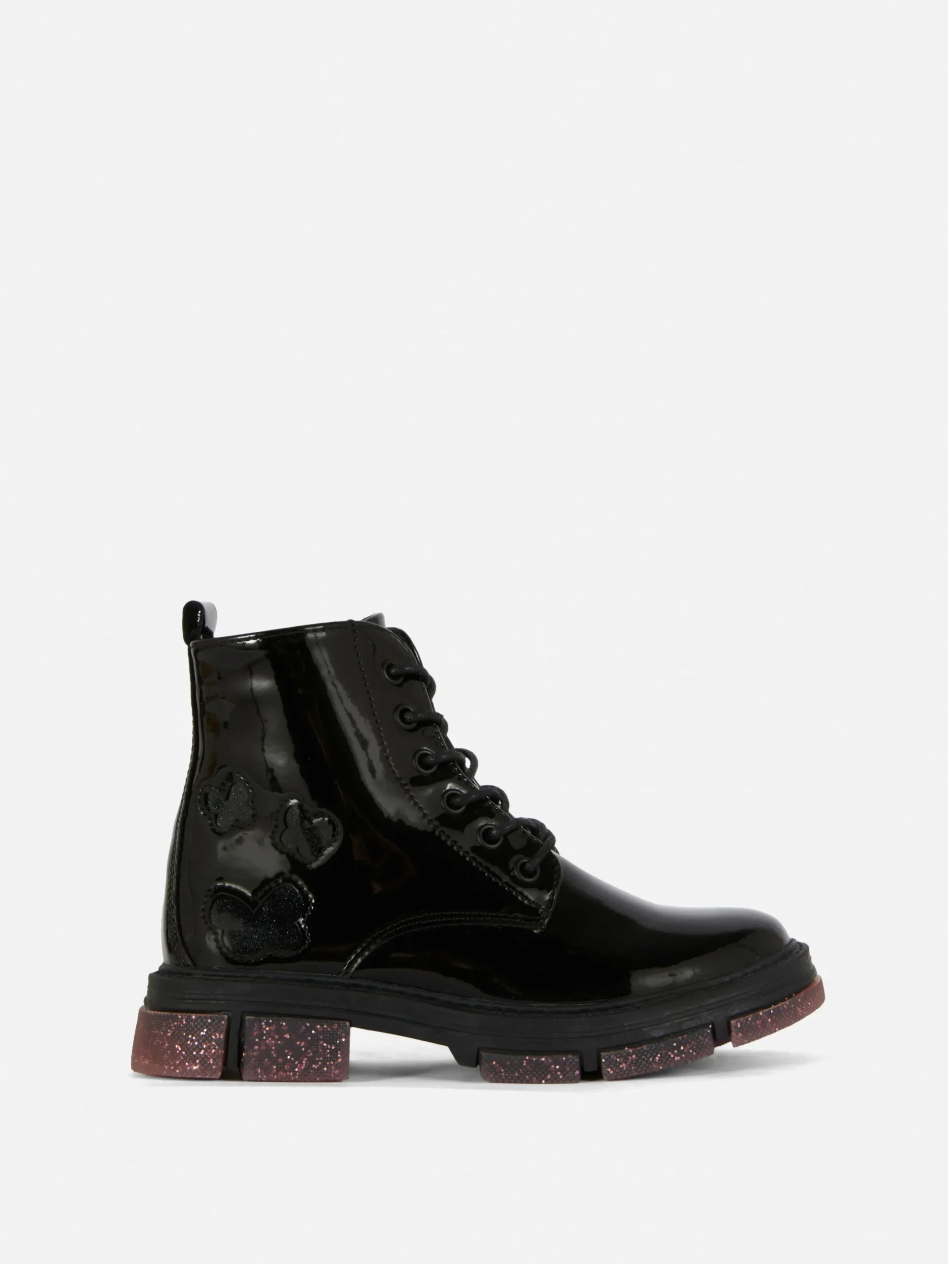 Patent Faux Leather Sparkle Sole Boots