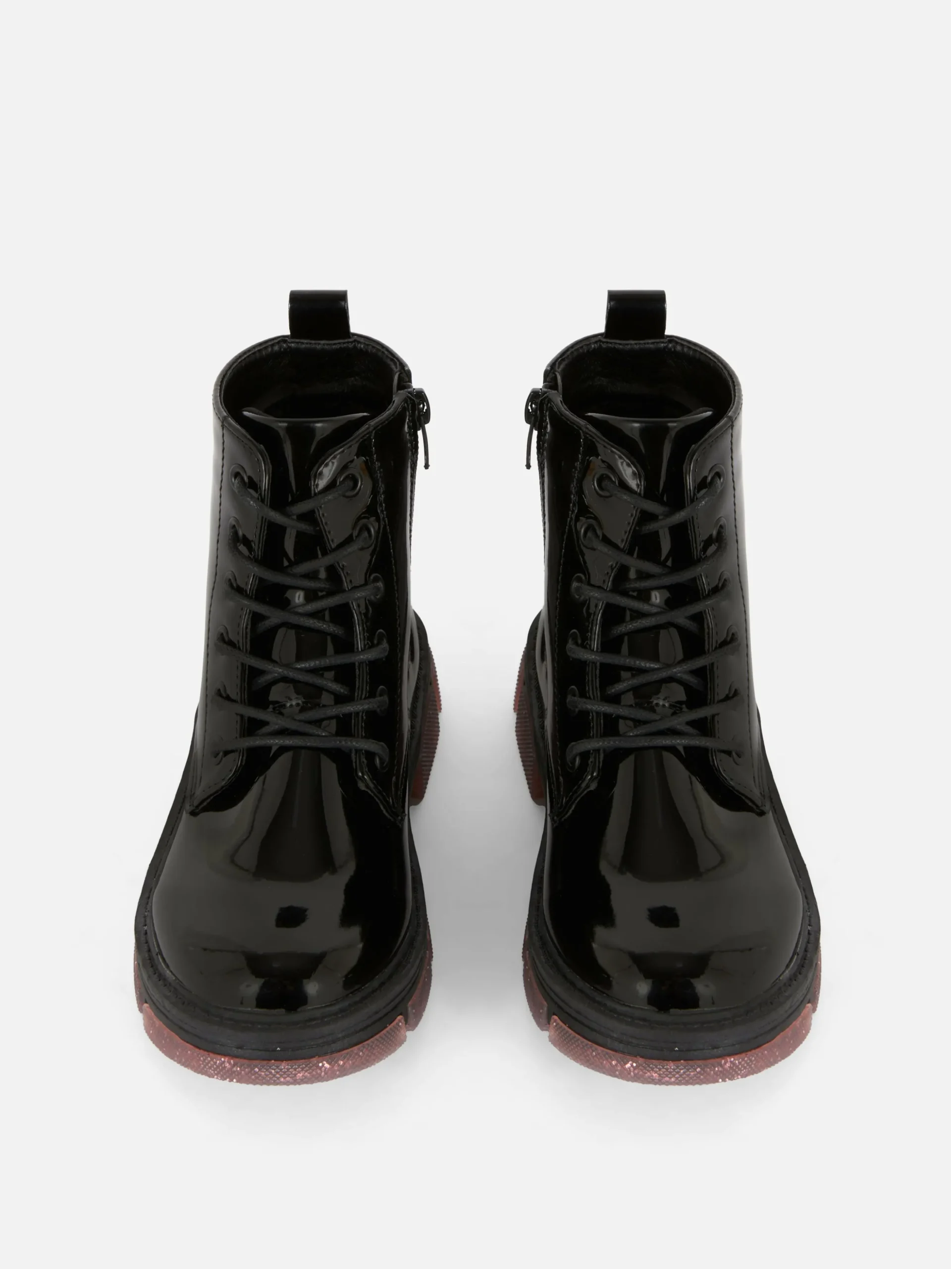 Patent Faux Leather Sparkle Sole Boots