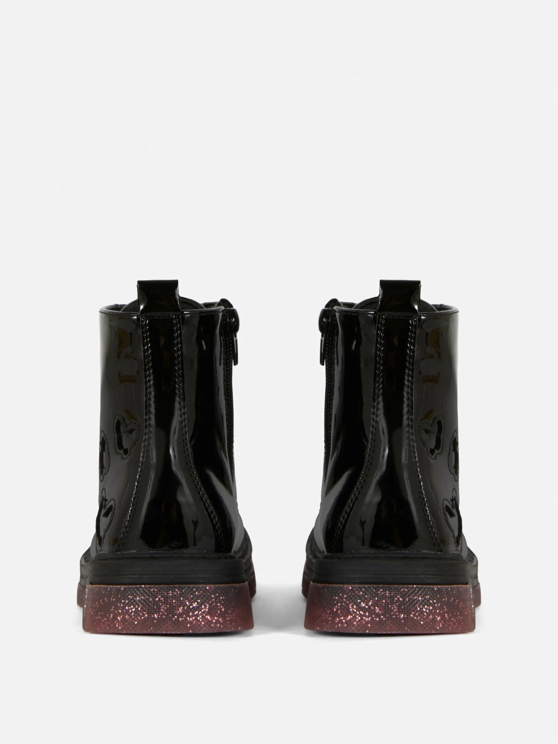 Patent Faux Leather Sparkle Sole Boots