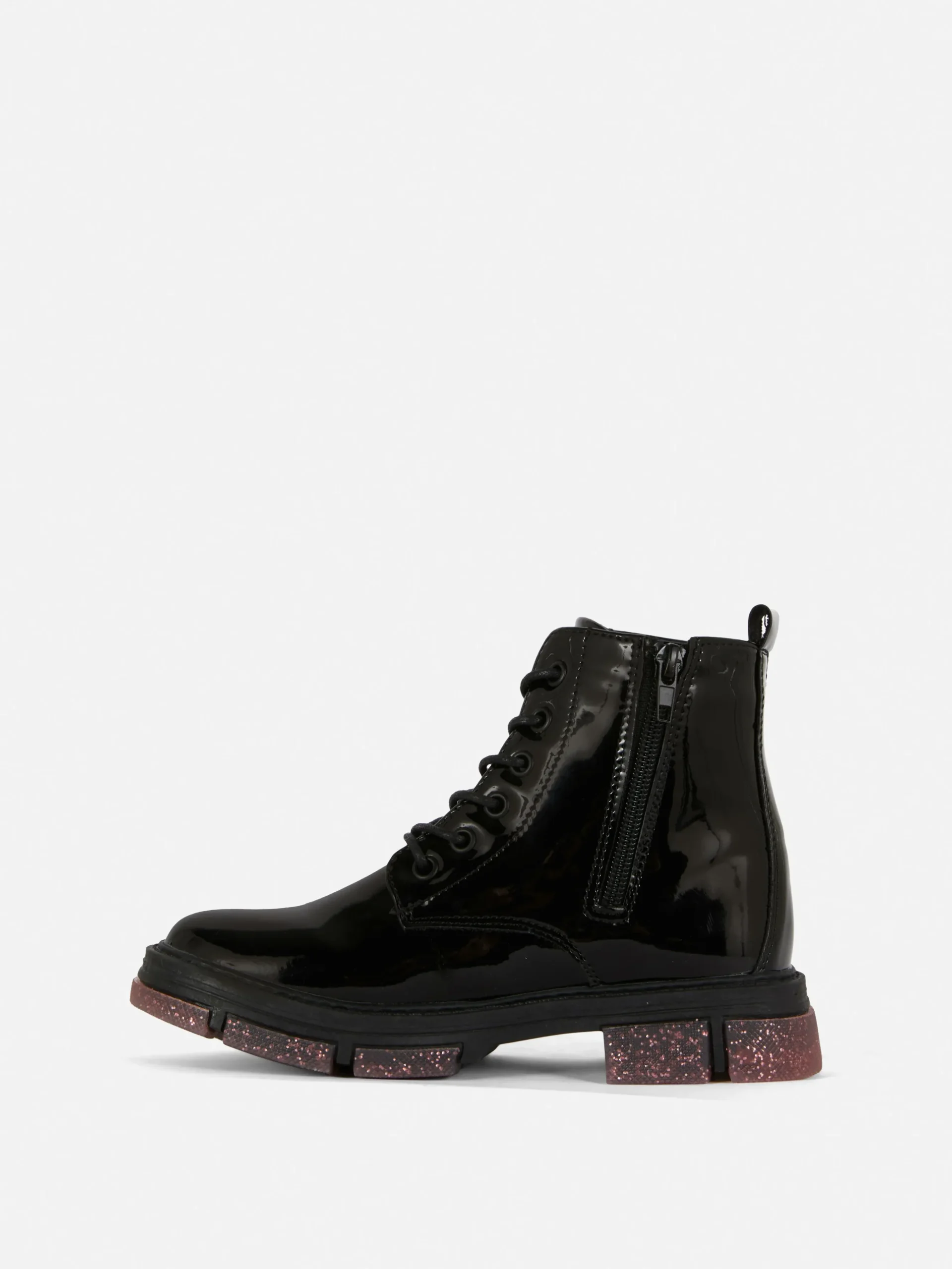 Patent Faux Leather Sparkle Sole Boots