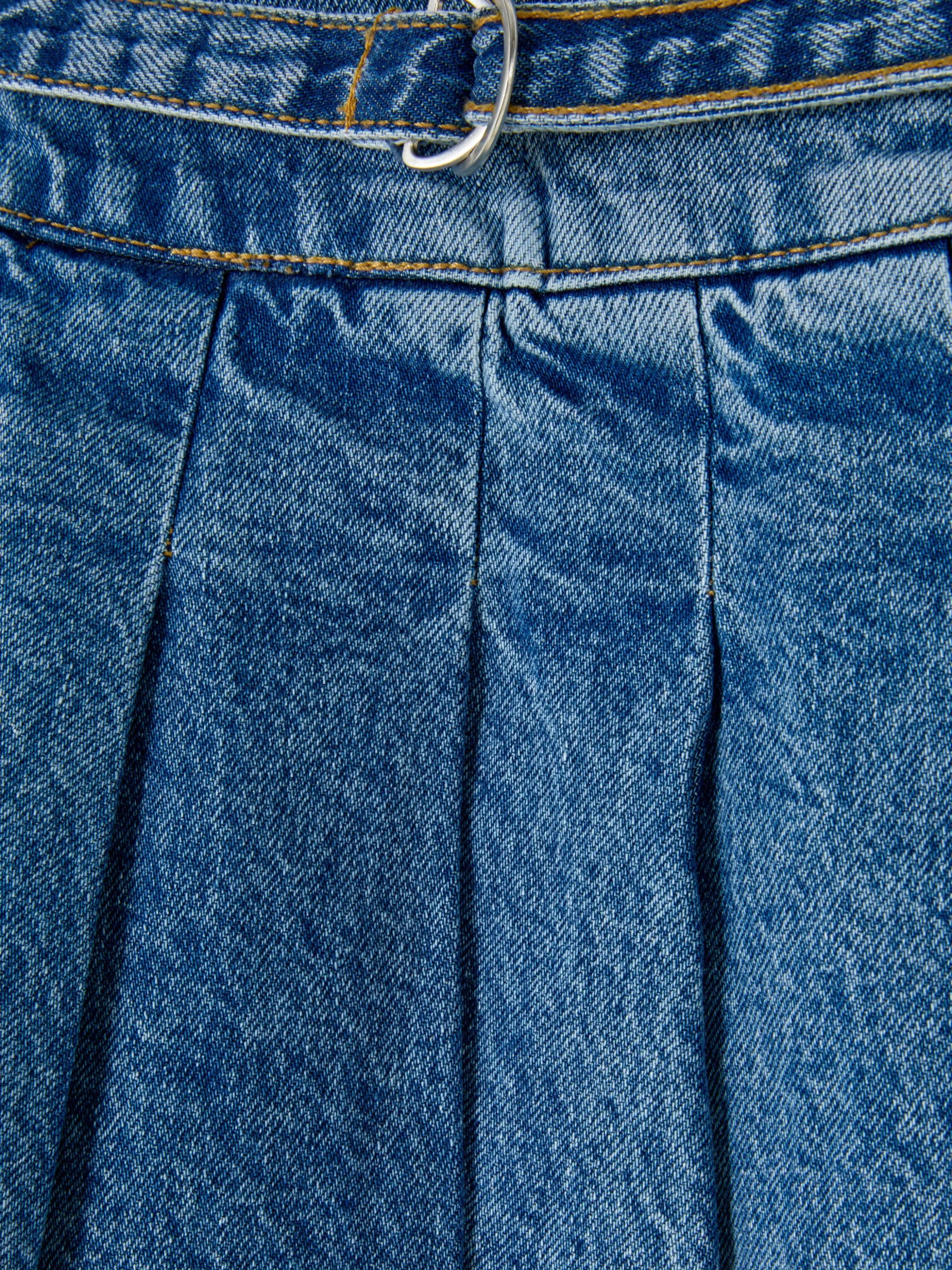 Pleated Denim Skirt