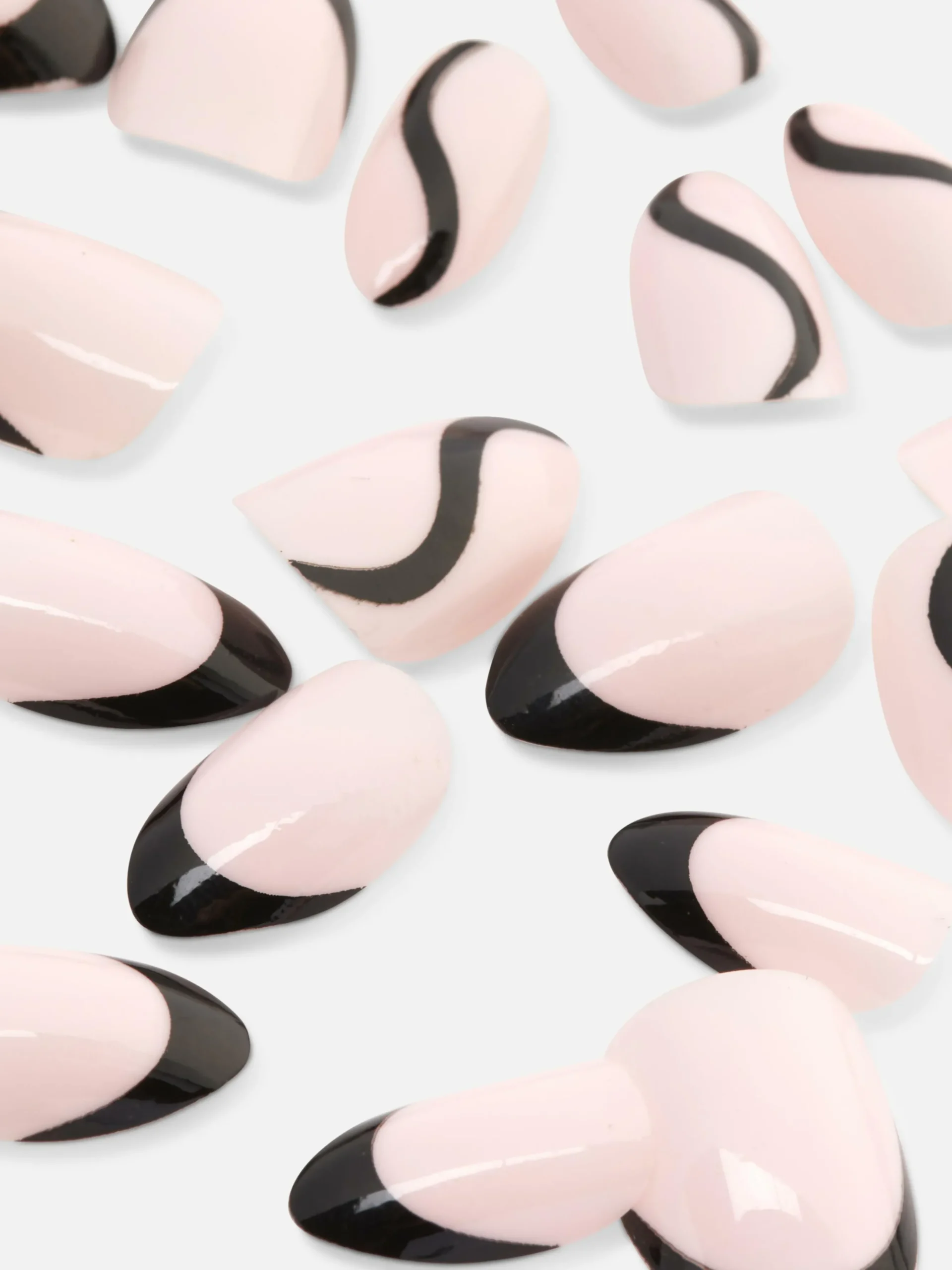 PS Almond Gloss Contrast Tip Faux Nails