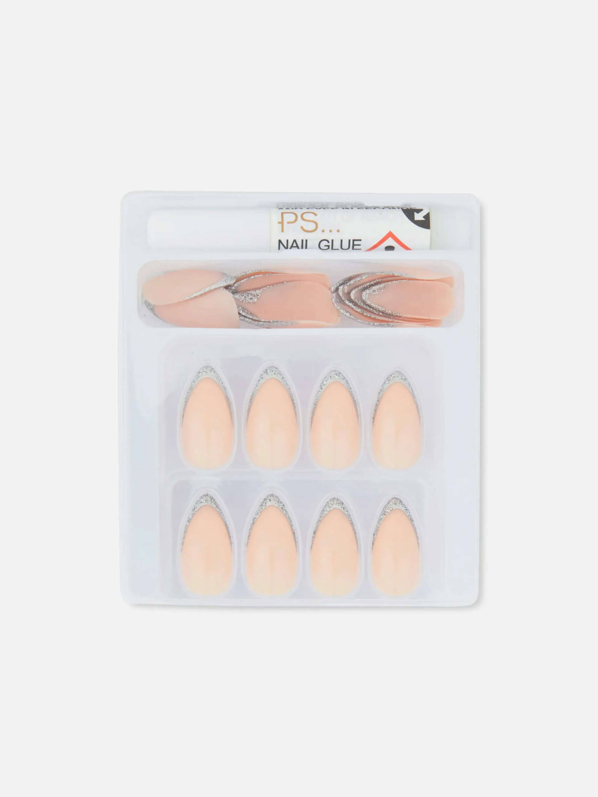PS Pointed Gloss Glitter Faux Nails