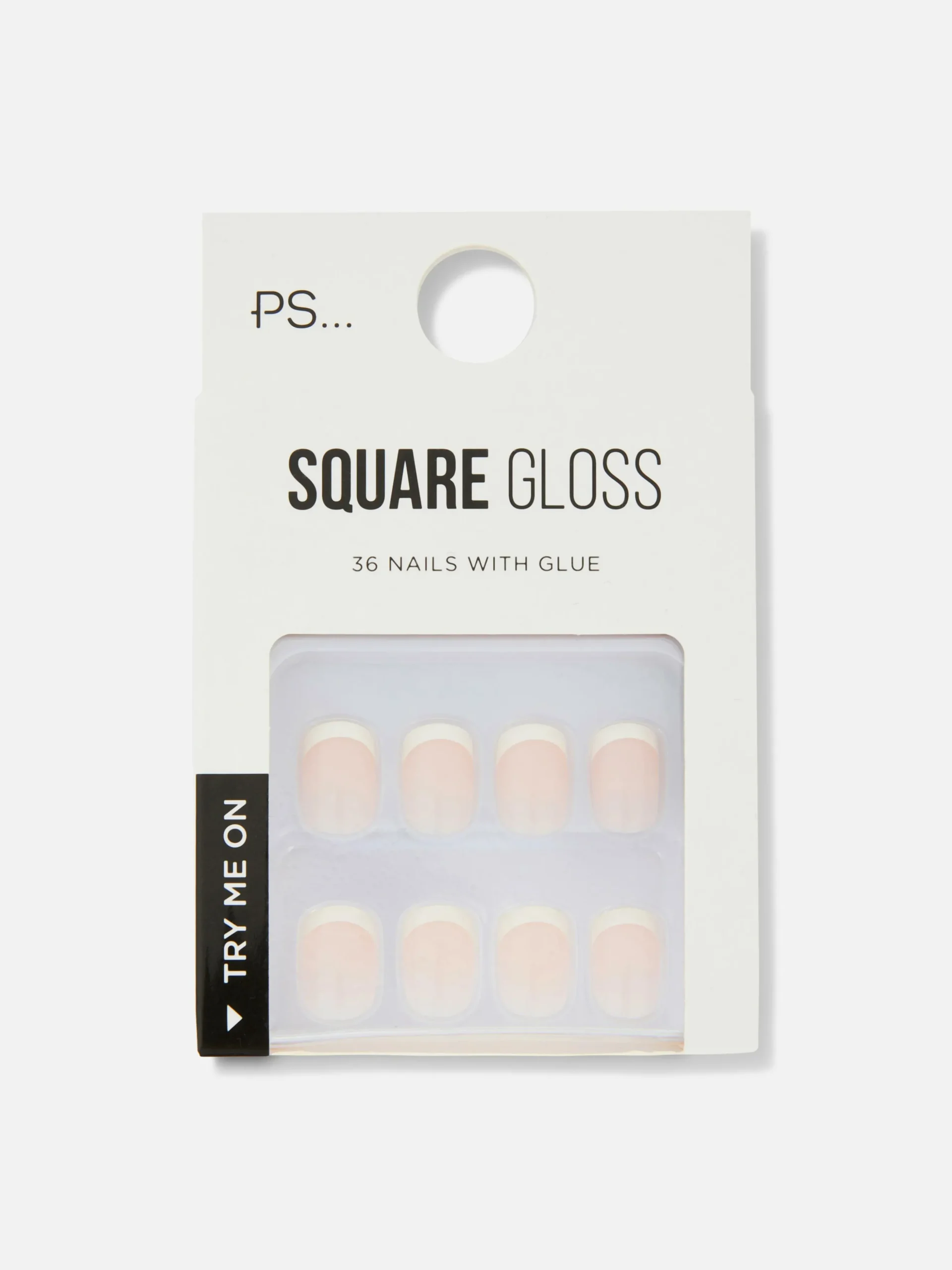 PS Square French Tip Gloss Faux Nails