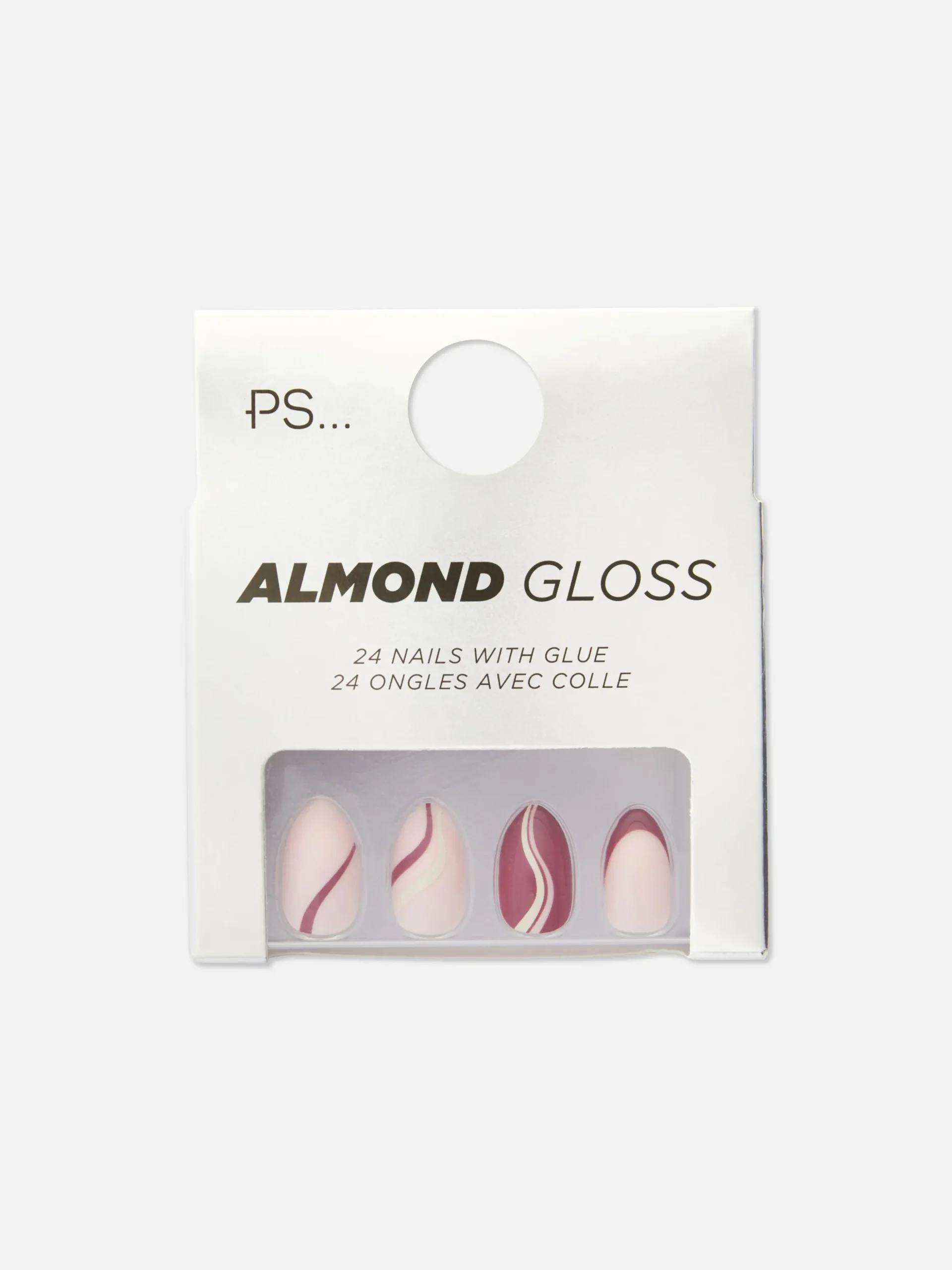 PS Swirled Almond Gloss Faux Nails
