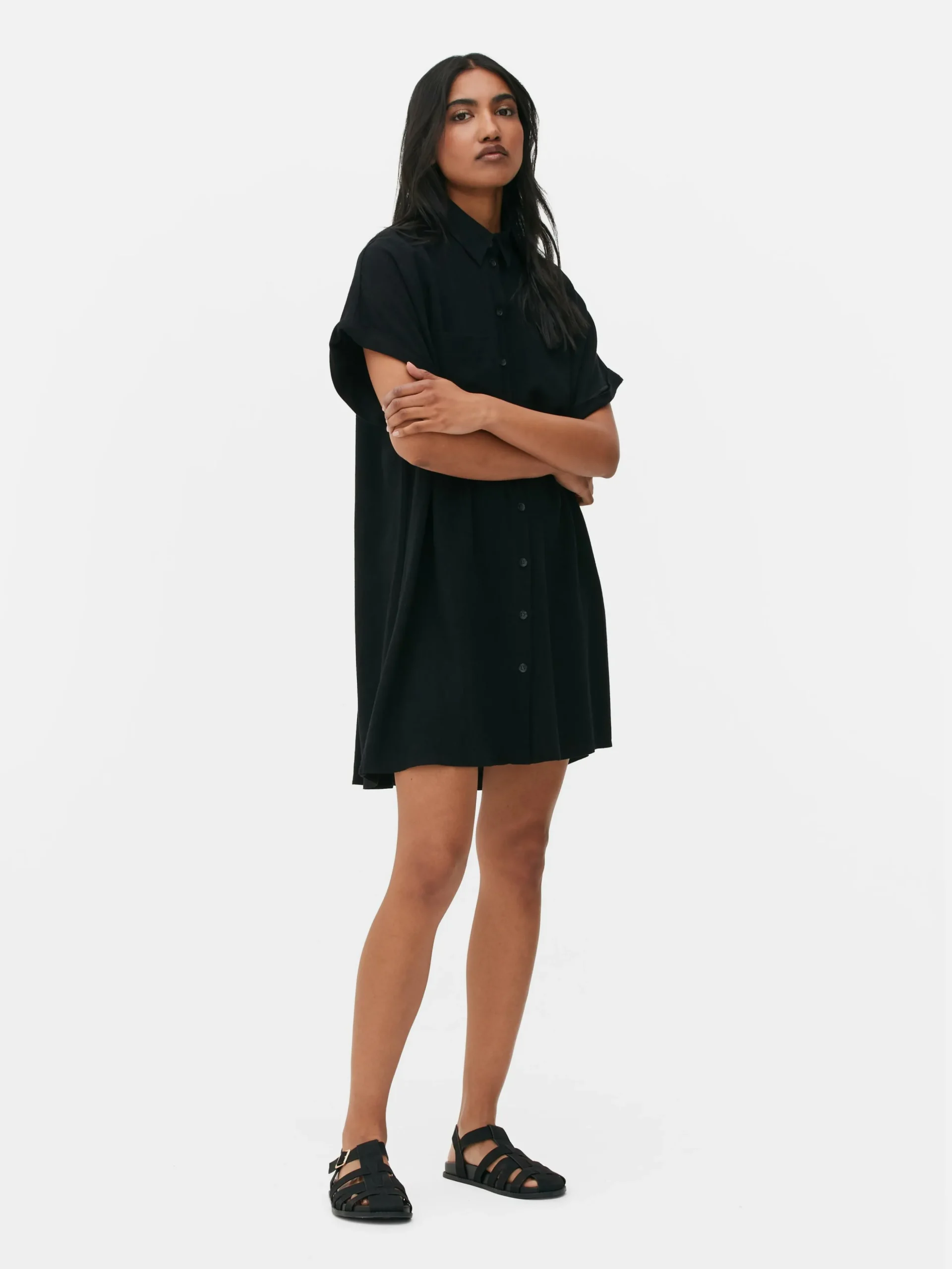 Relaxed Fit Short Sleeve Shirt Dress