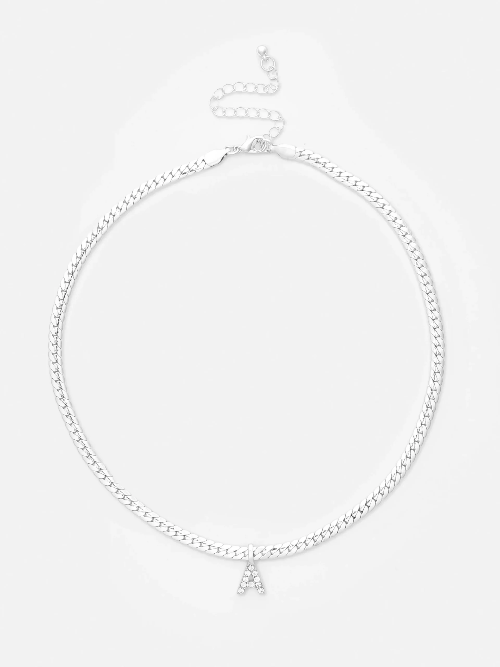 Rhinestone Initial Snake Chain Necklace