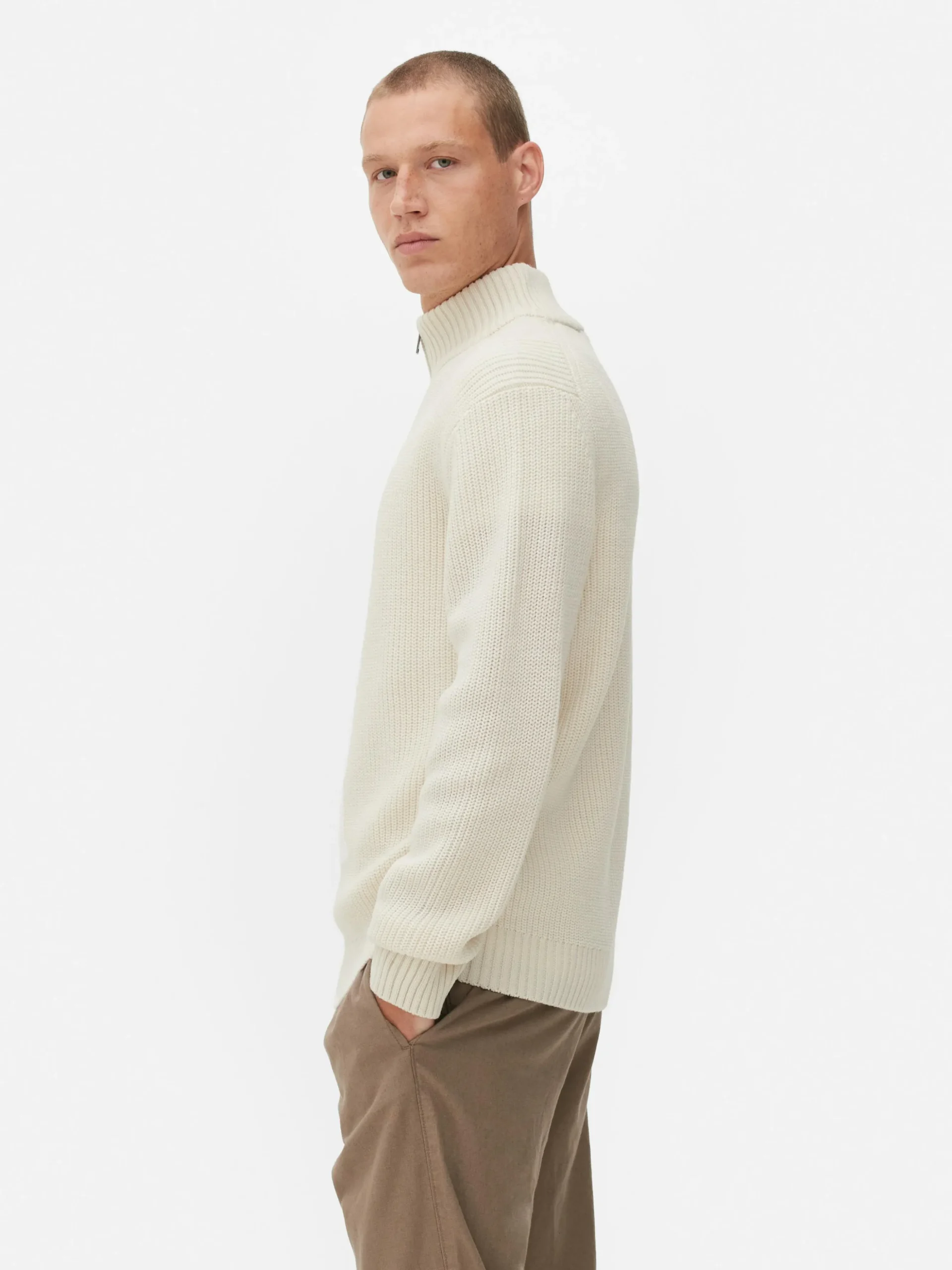 Rib-Knit Half-Zip Sweater