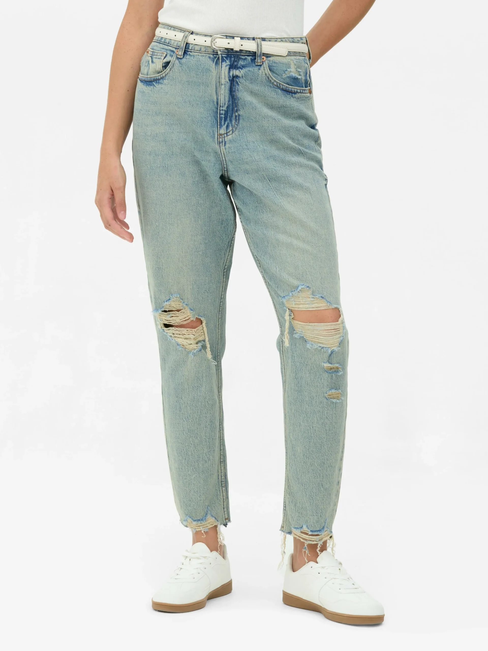 Ripped Denim Mom Jeans