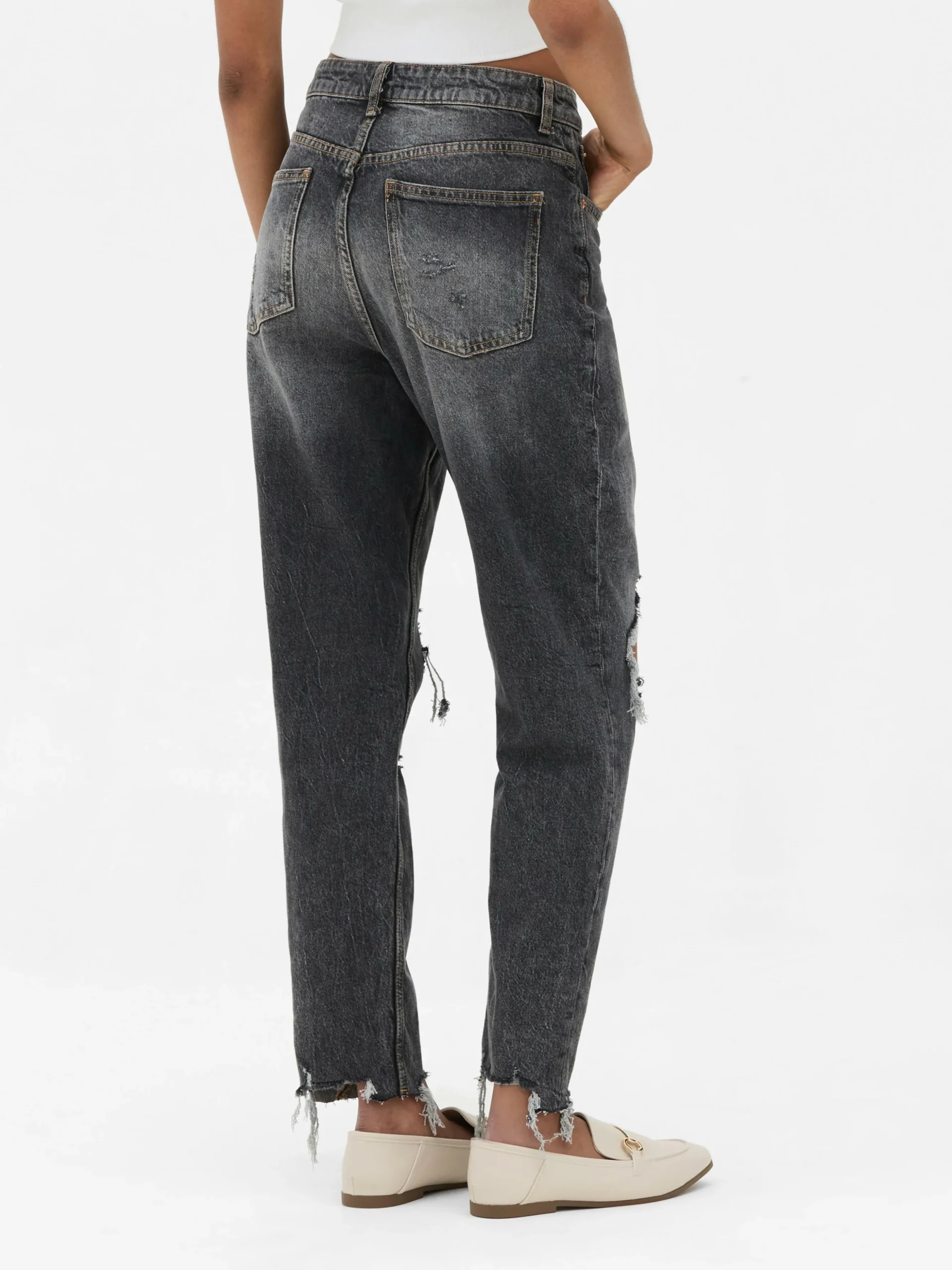 Ripped Denim Mom Jeans