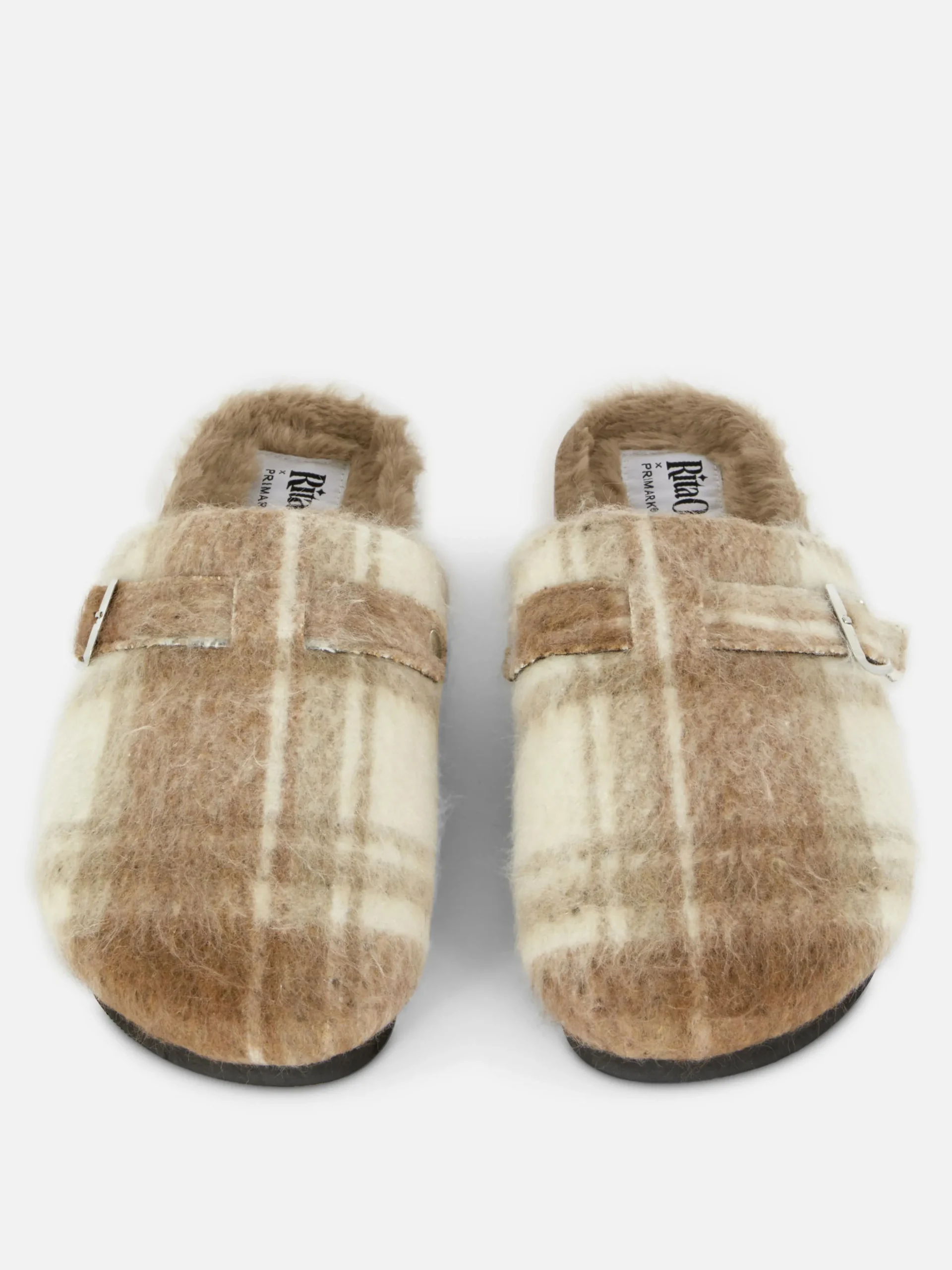 Rita Ora Check Faux Fur Lined Clog Mules