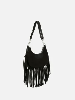 Rita Ora Fringed Suede Shoulder Bag